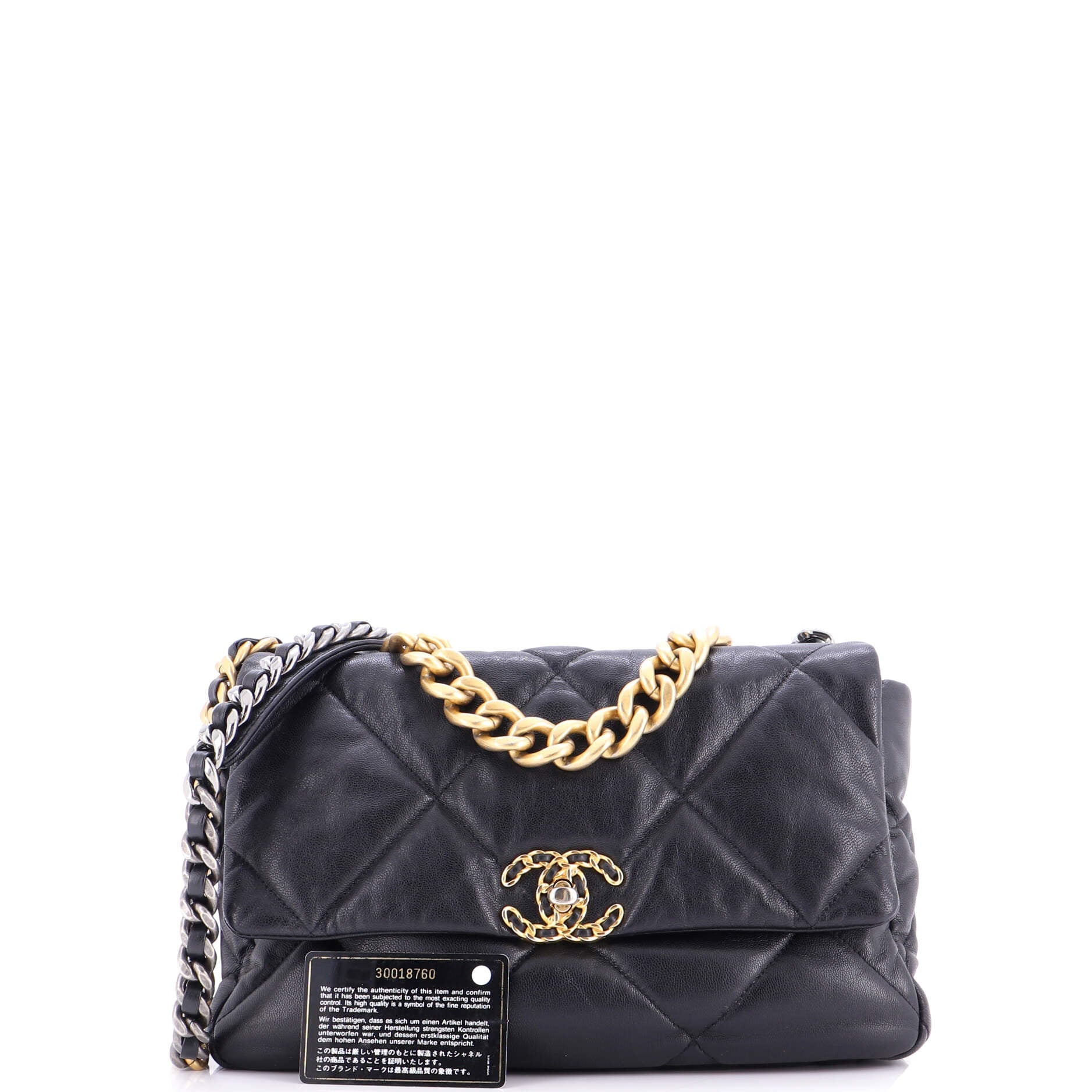 19 Flap Bag Quilted Leather Large