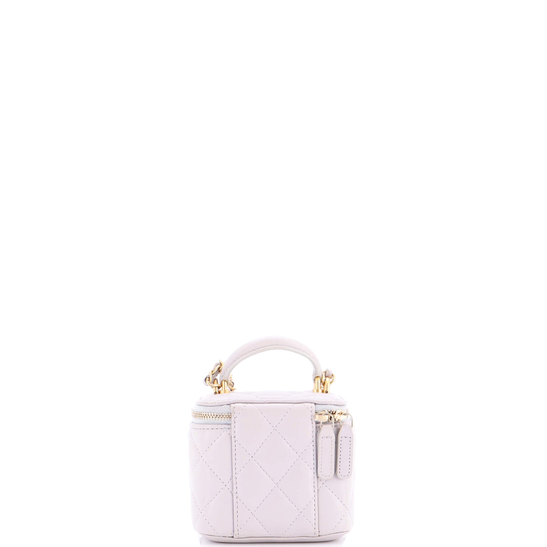 Classic Top Handle Vanity Case with Chain Quilted Lambskin Mini