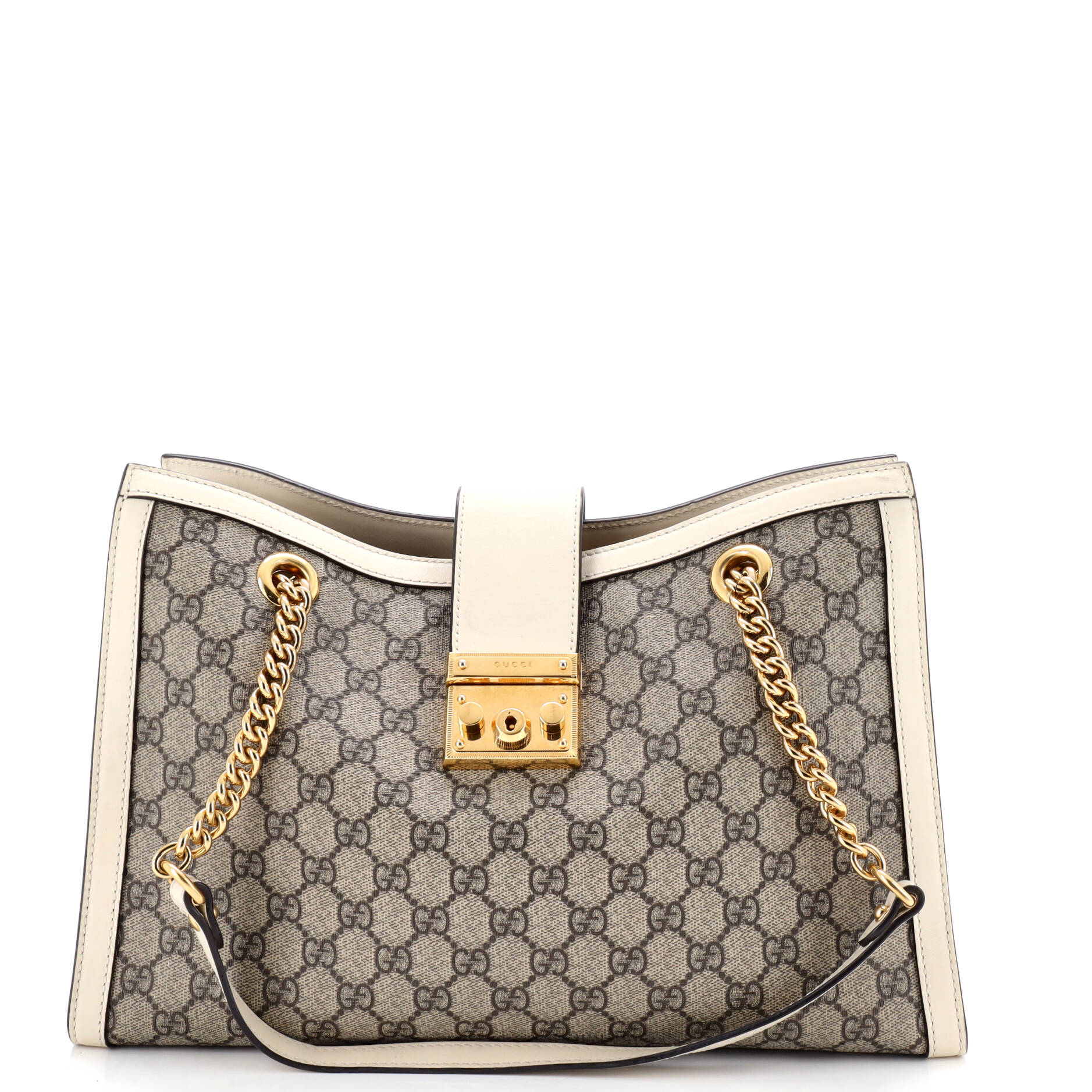 Padlock Chain Tote GG Coated Canvas with Leather Medium