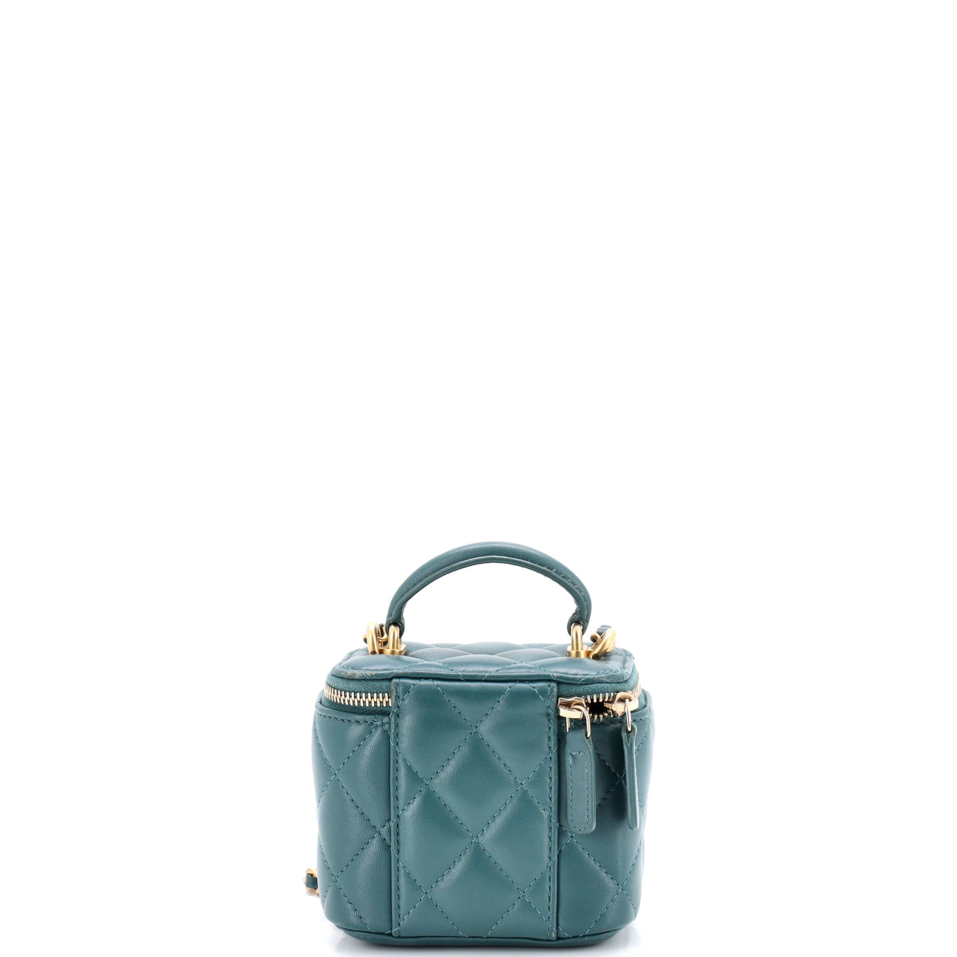 Classic Top Handle Vanity Case with Chain Quilted Lambskin Mini