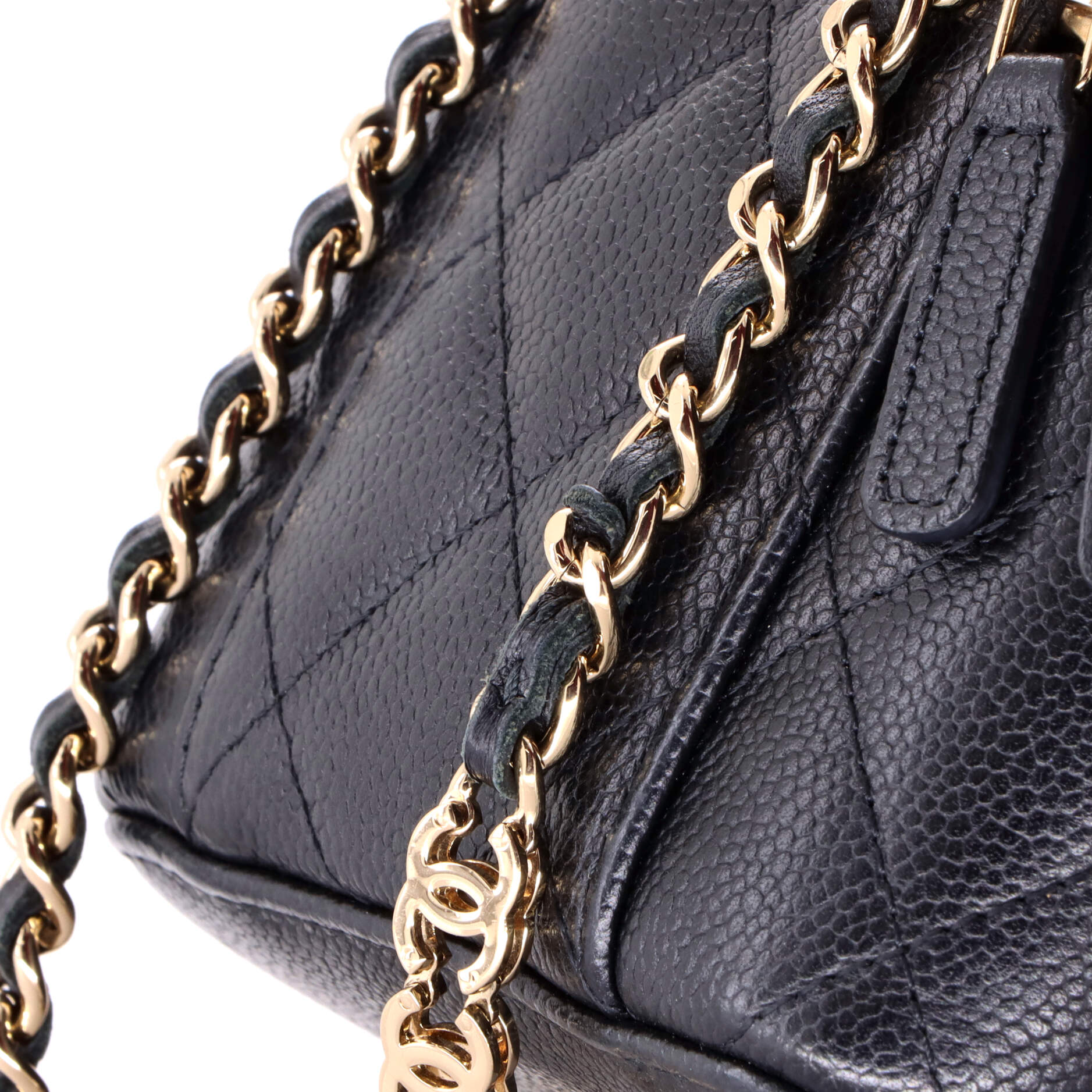 Classic Top Handle Vanity Case with Chain Quilted Lambskin Mini