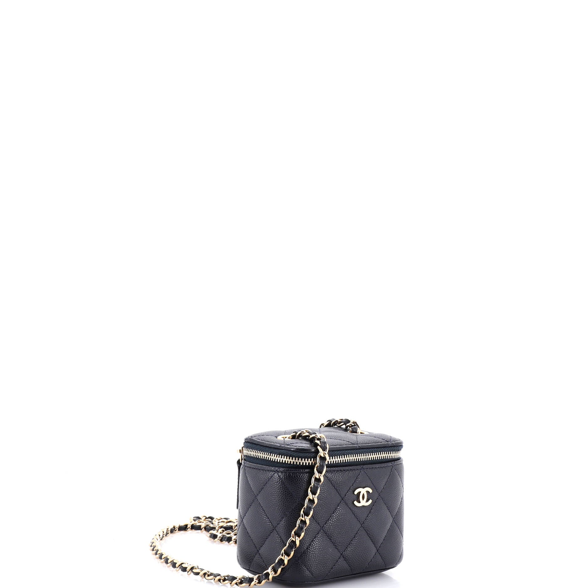Classic Vanity Case with Chain Quilted Caviar Mini