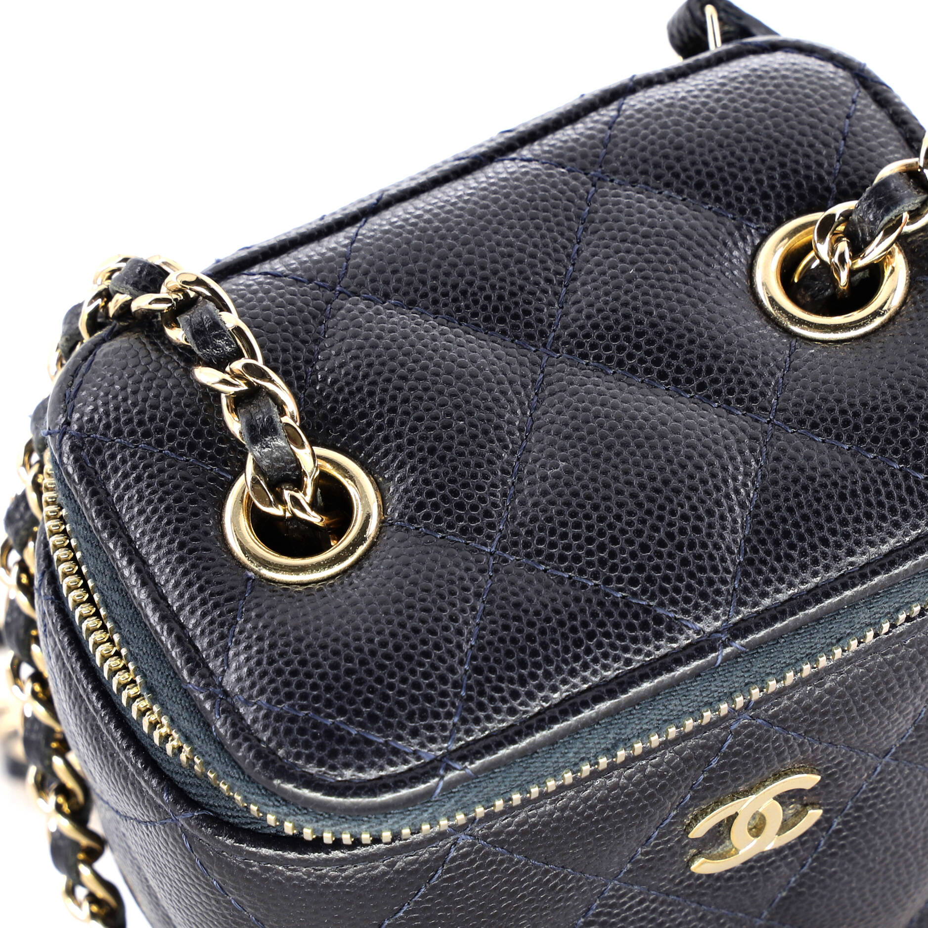 Classic Vanity Case with Chain Quilted Caviar Mini