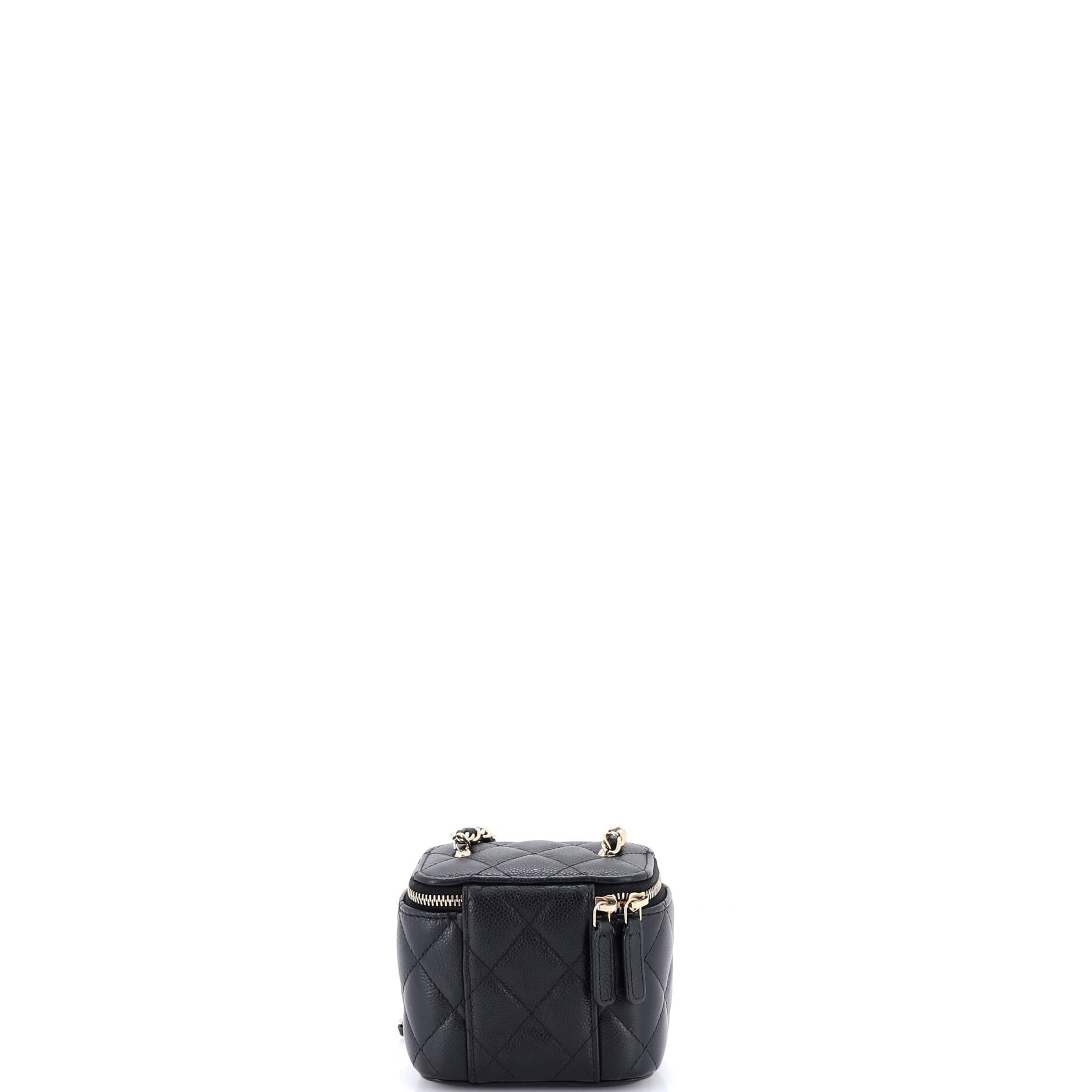 Tiny CC Link Vanity Case with Chain Quilted Caviar Mini