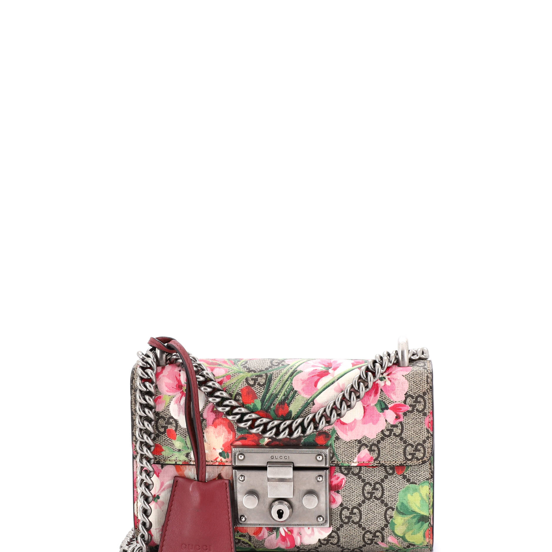 Padlock Shoulder Bag Blooms Print GG Coated Canvas Small