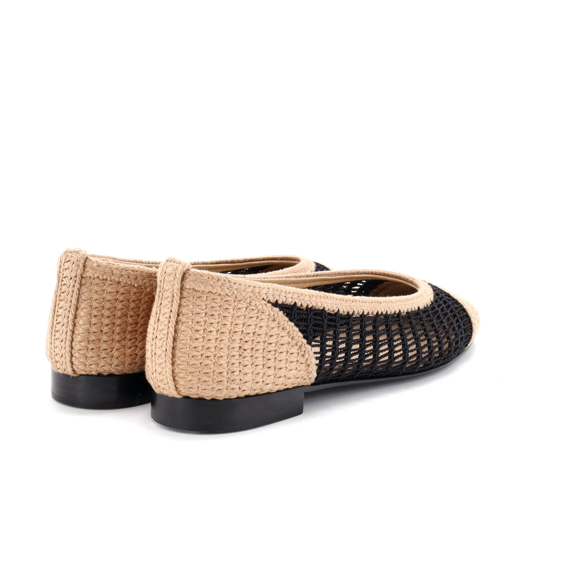 Women's CC Cap Toe Ballerina Flats Crochet Raffia