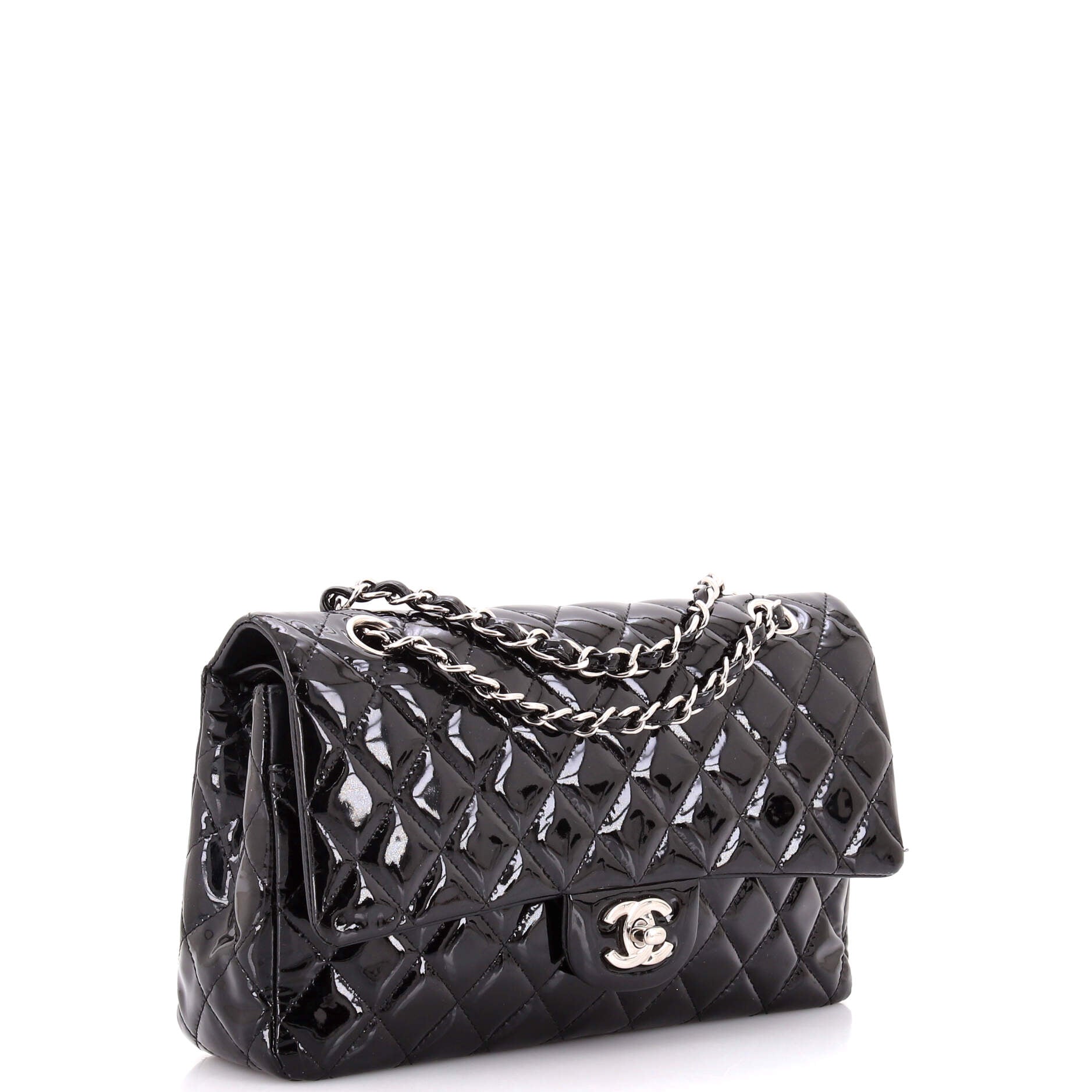 Vintage Classic Double Flap Bag Quilted Patent Medium