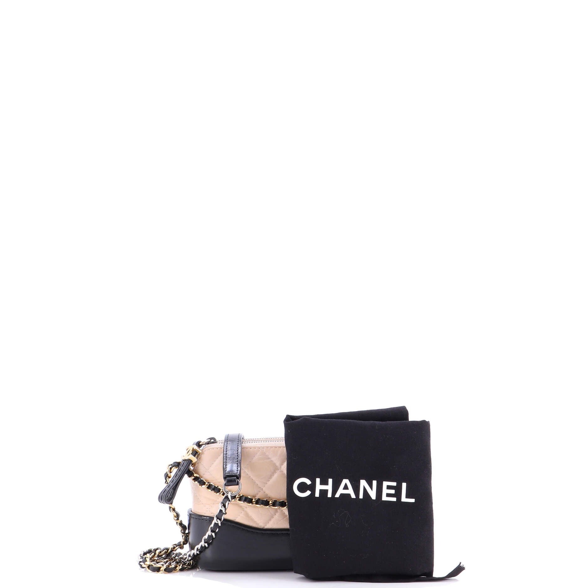 Gabrielle Double Zip Clutch with Chain Quilted Aged Calfskin
