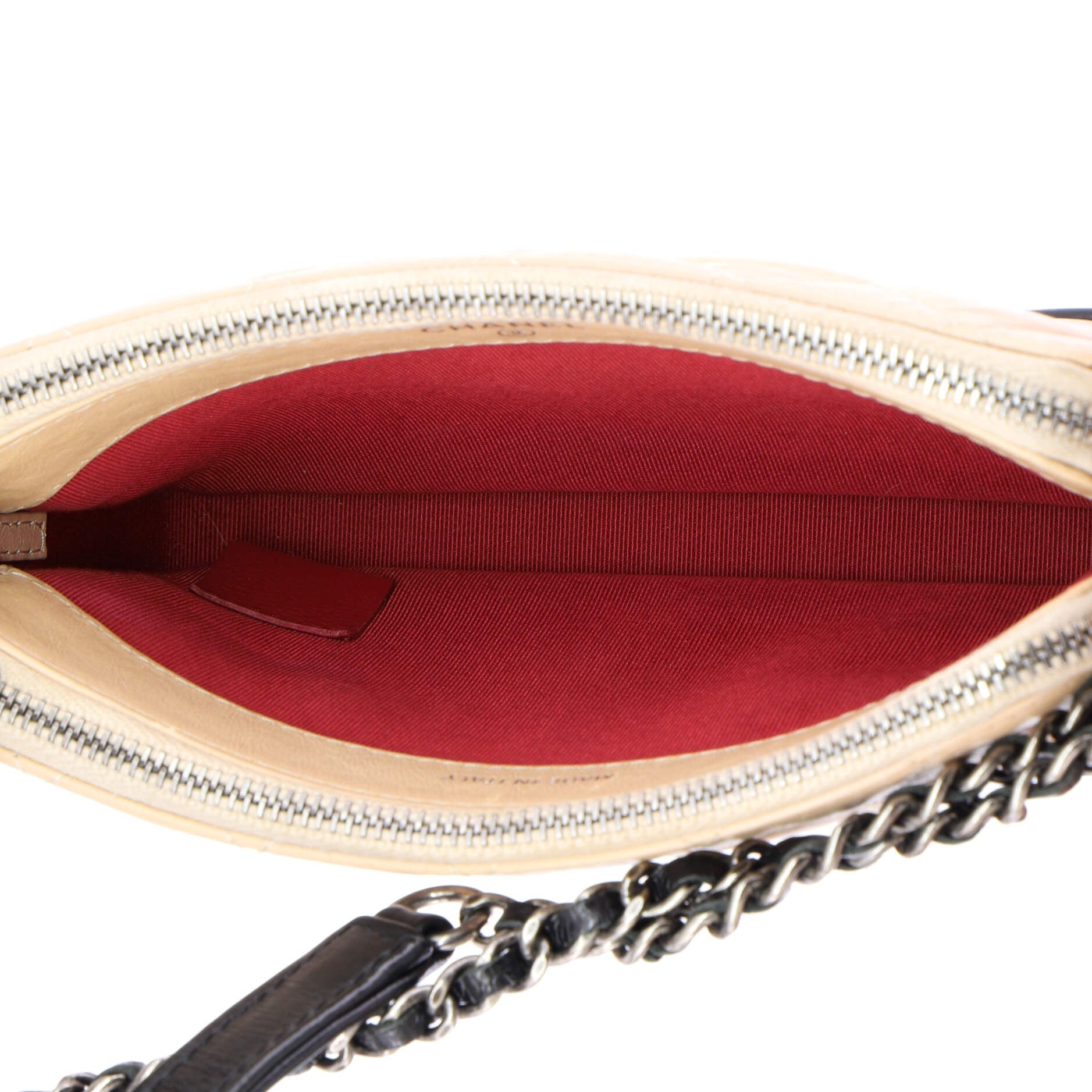 Gabrielle Double Zip Clutch with Chain Quilted Aged Calfskin
