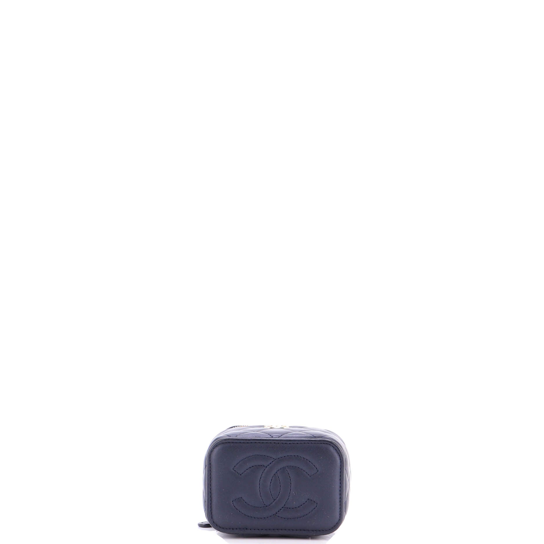Classic Top Handle Vanity Case with Chain Quilted Lambskin Mini