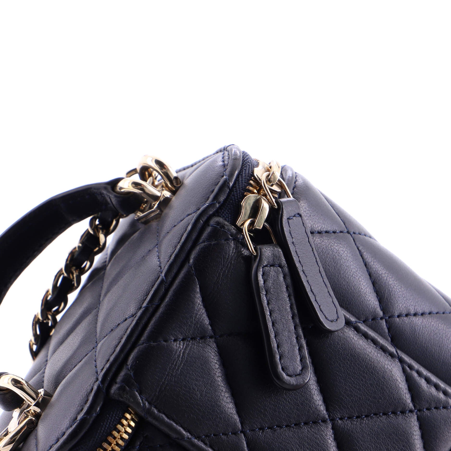 Classic Top Handle Vanity Case with Chain Quilted Lambskin Mini