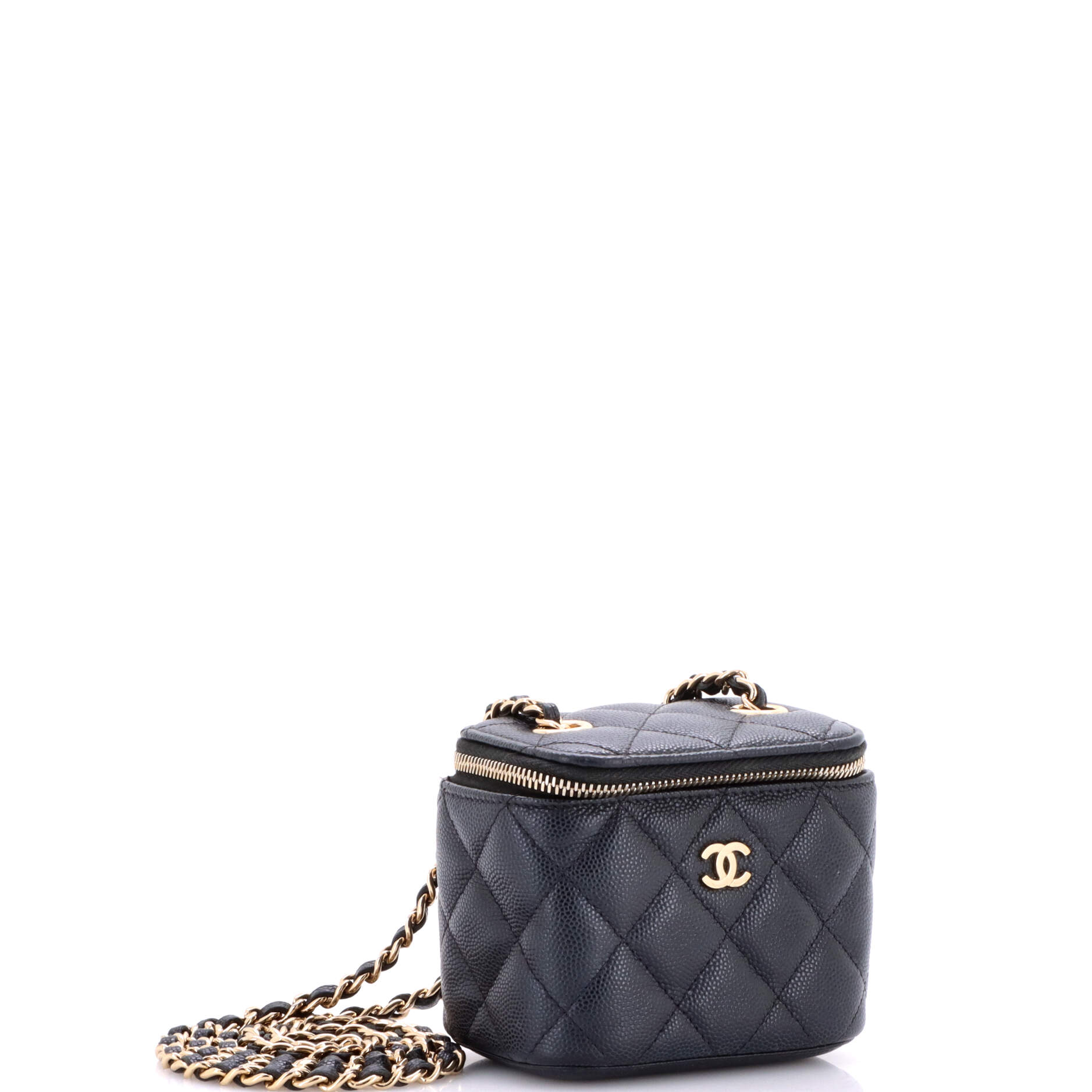 Classic Vanity Case with Chain Quilted Caviar Mini