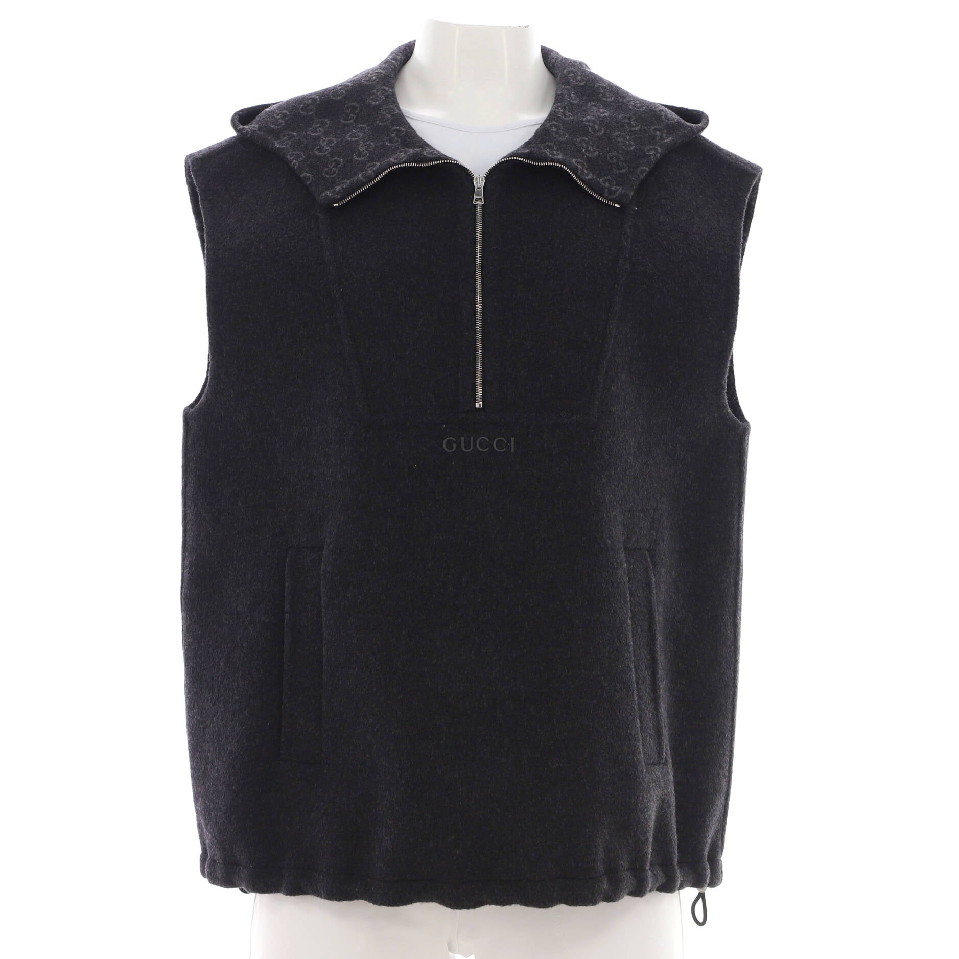 Women's Logo Zip Hooded Vest Wool Blend
