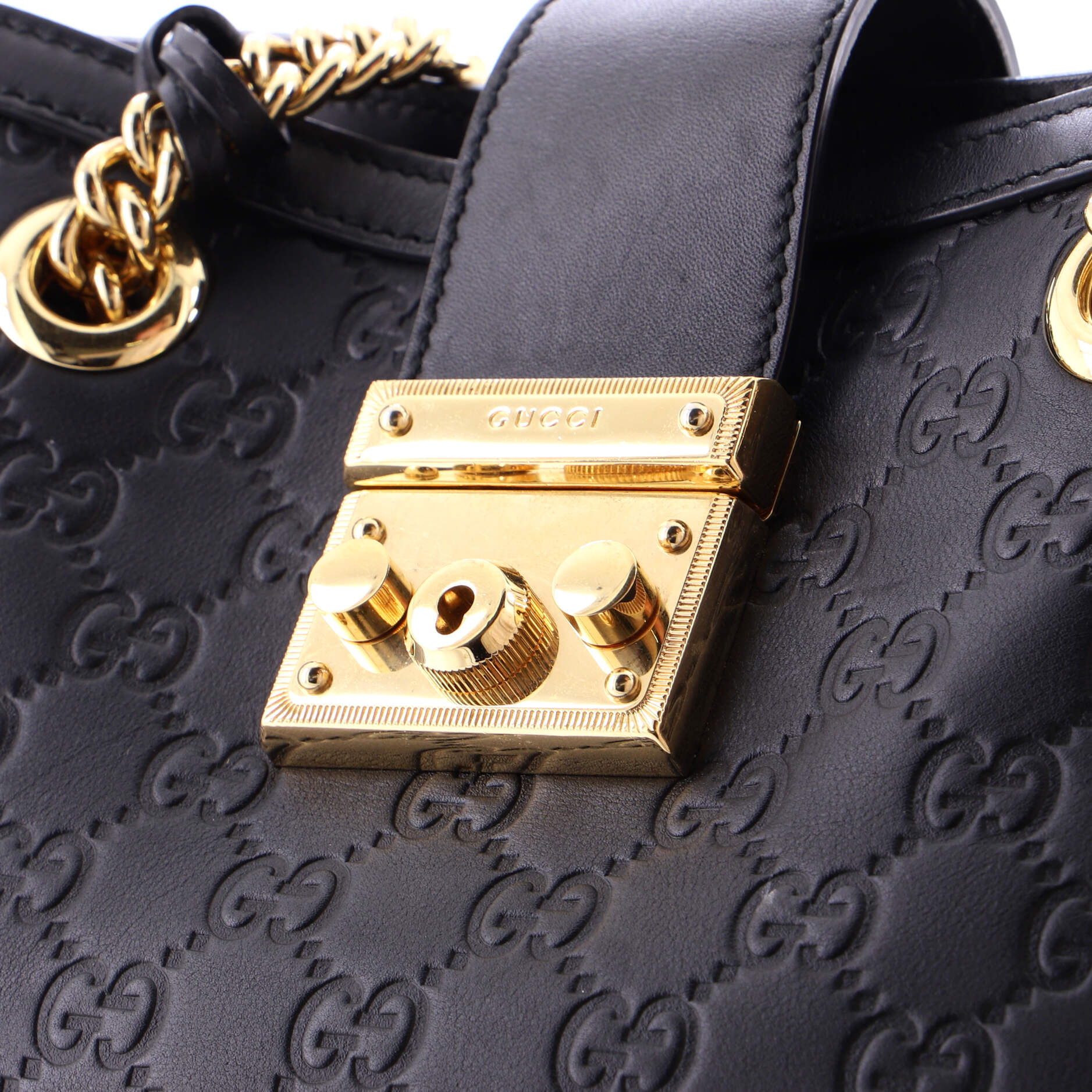Padlock Chain Tote Guccissima Leather Small