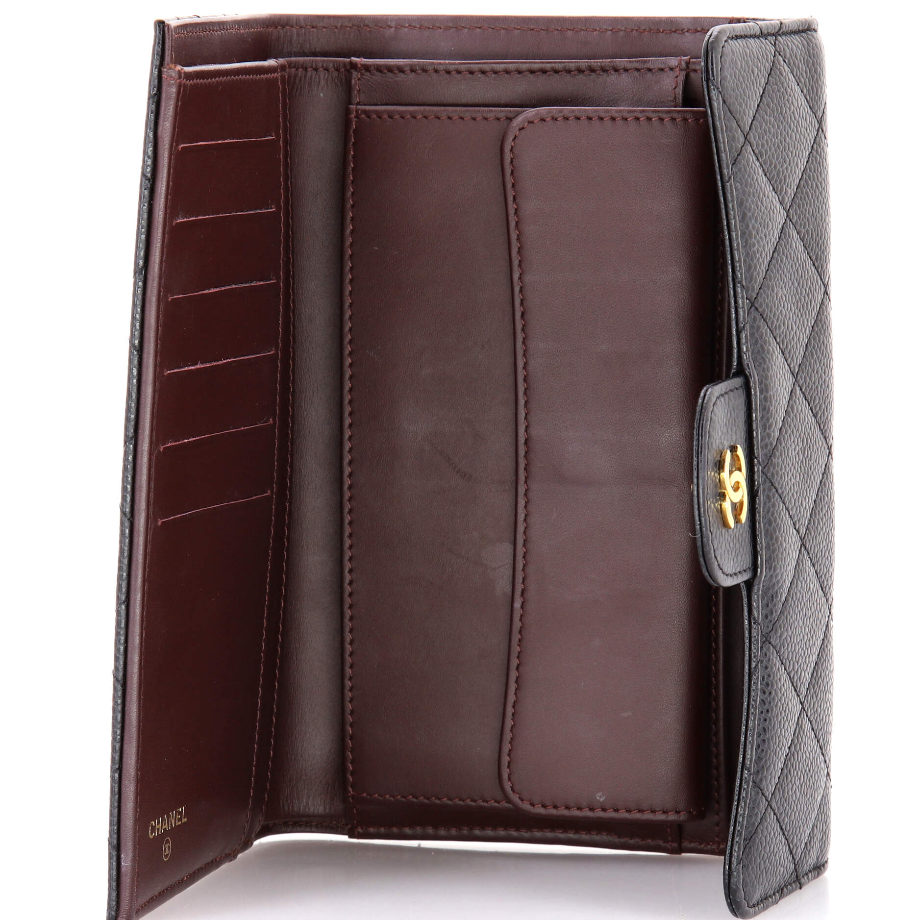 L-Flap Wallet Quilted Matte Caviar Long