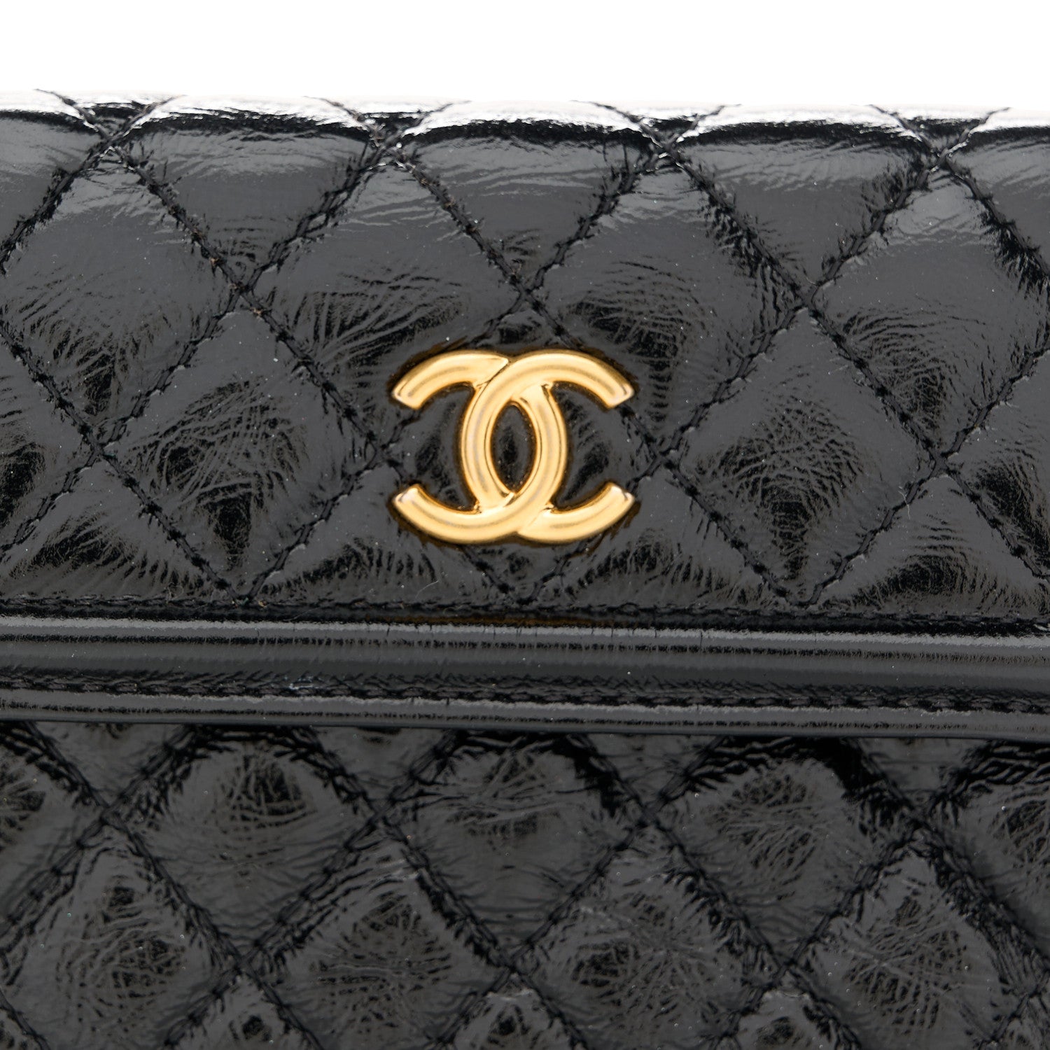Shiny Aged Calfskin Quilted Waist Belt Bag Black