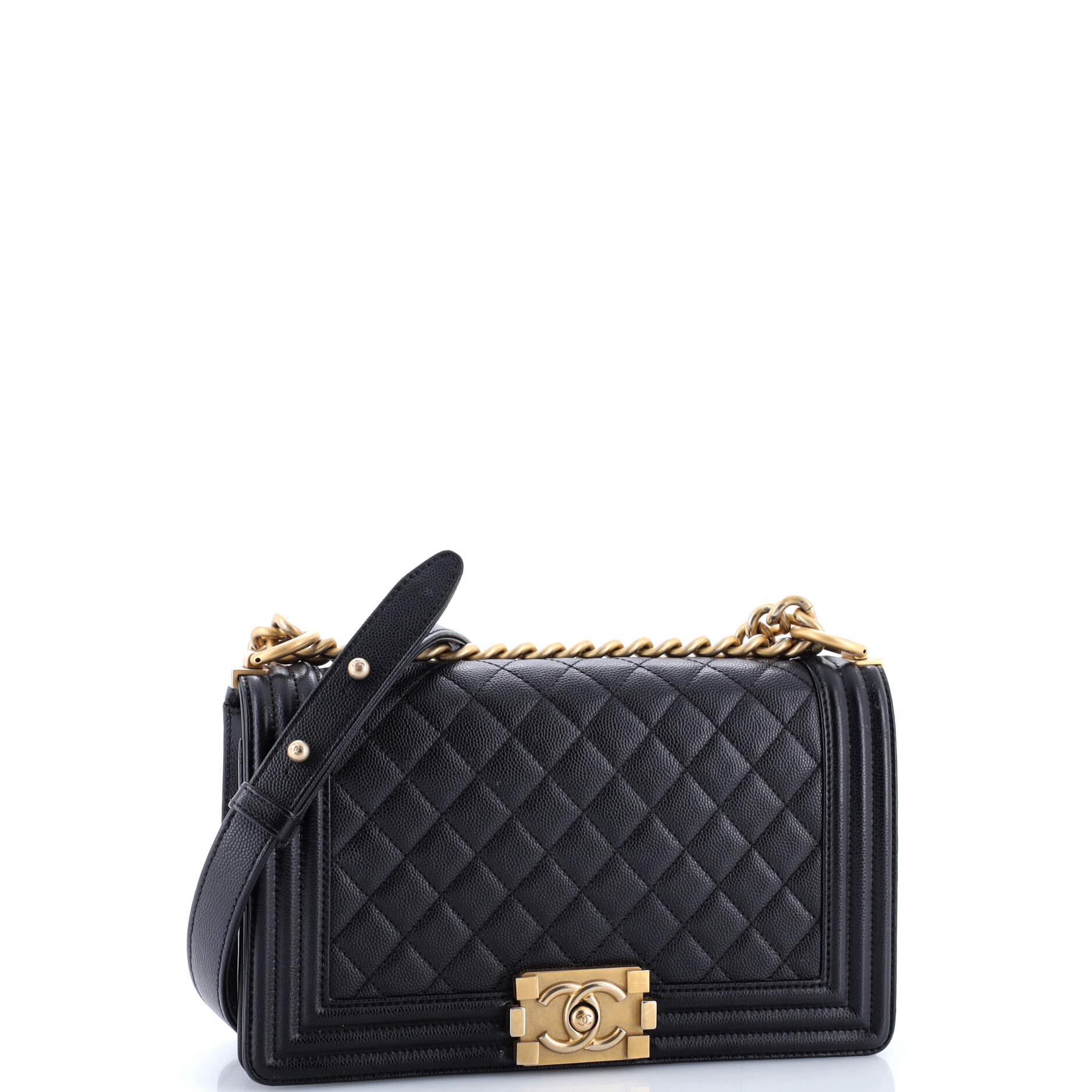 Boy Flap Bag Quilted Caviar Old Medium