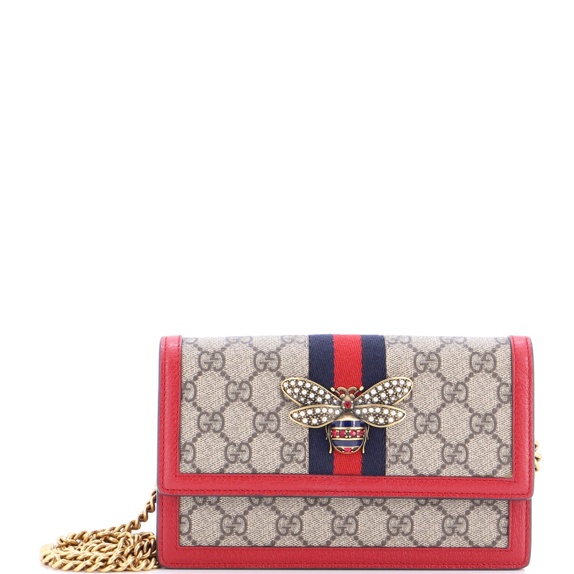 Queen Margaret Chain Wallet GG Coated Canvas Mini