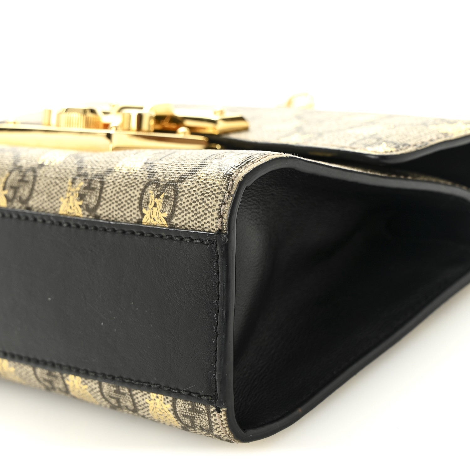 GG Supreme Monogram Bees Small Padlock Shoulder Bag Black