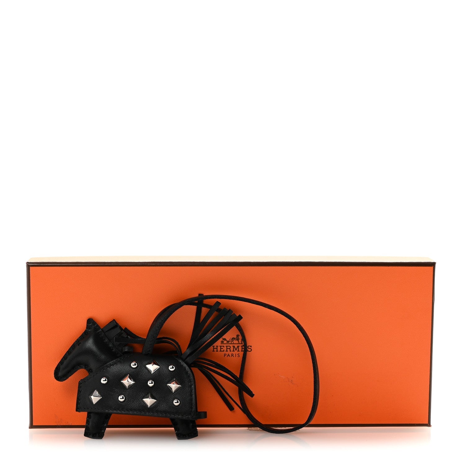 Milo Lambskin Studded Grigri Rodeo Robeo Rock Horse Bag Charm PM Black