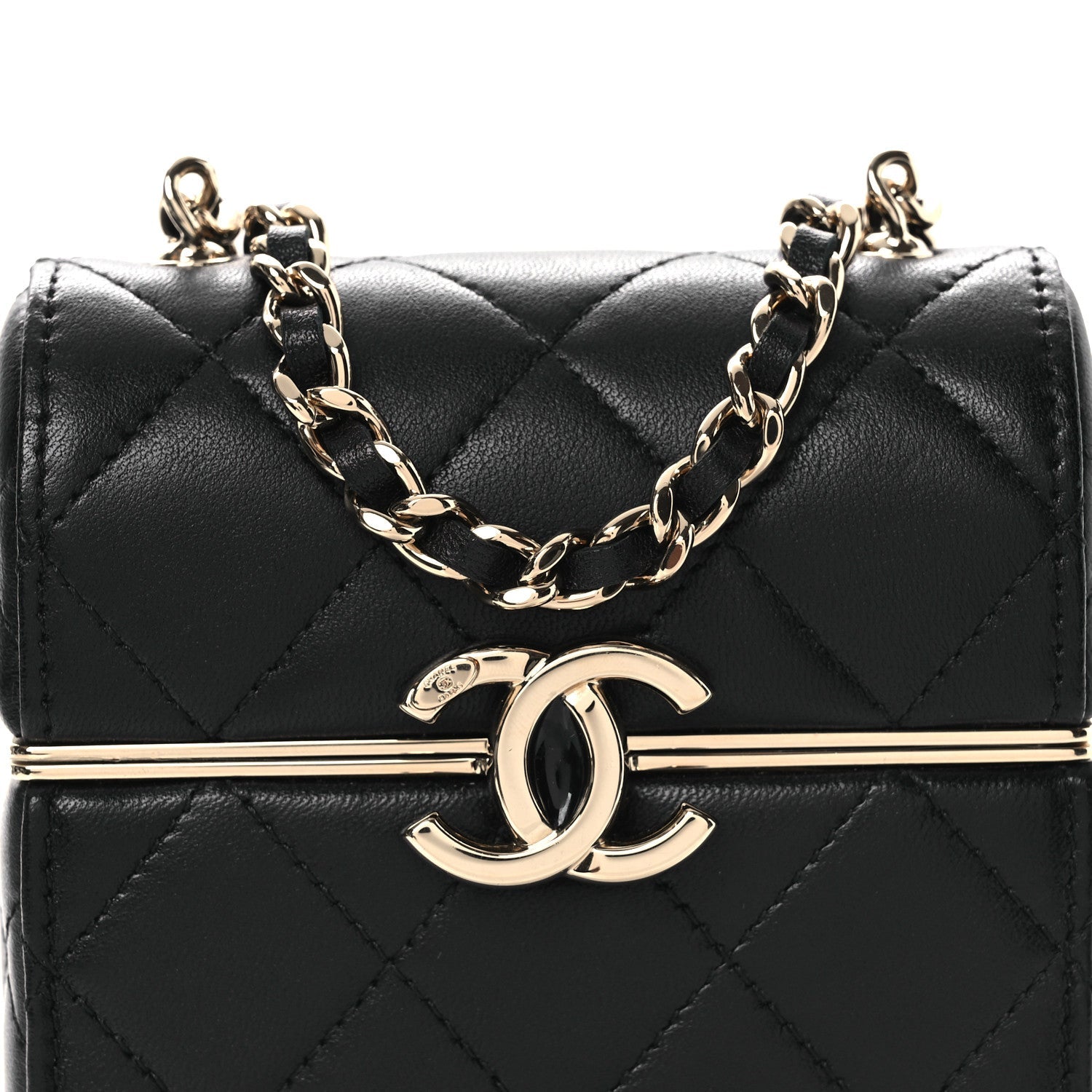 Lambskin Quilted Small Box With Chain Black