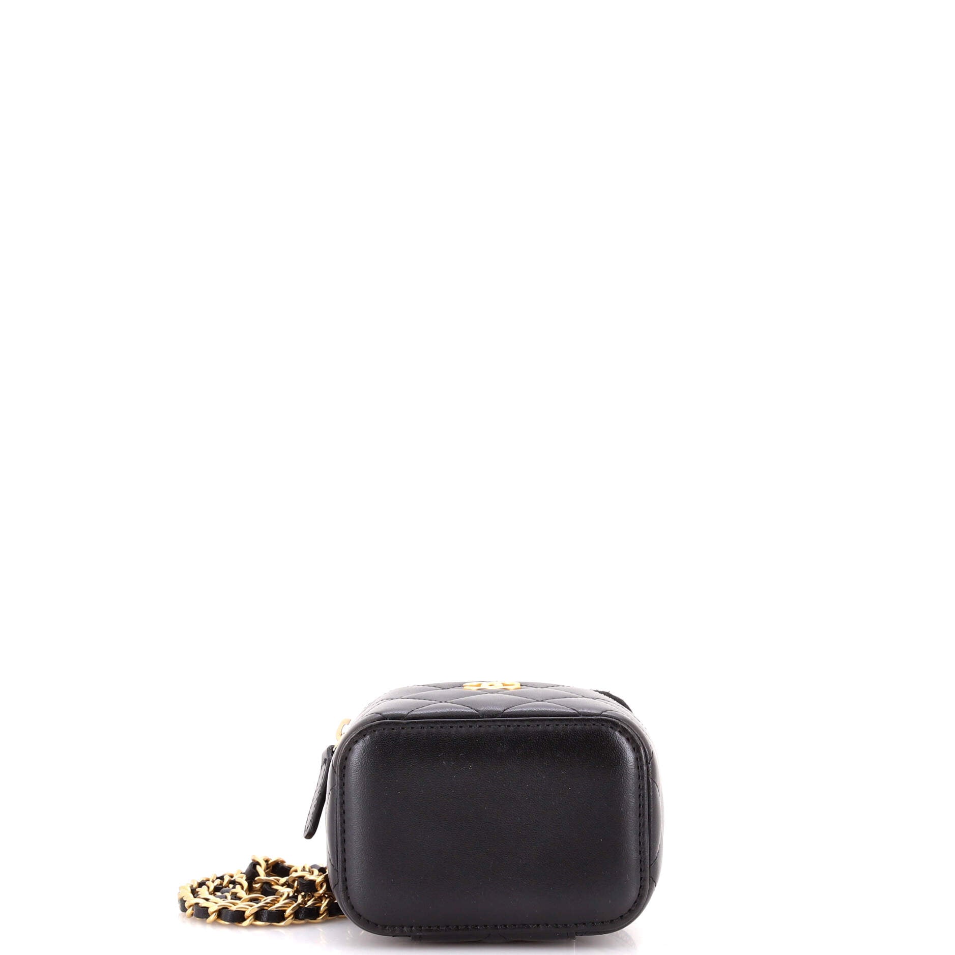 Classic Top Handle Vanity Case with Chain Quilted Lambskin Mini