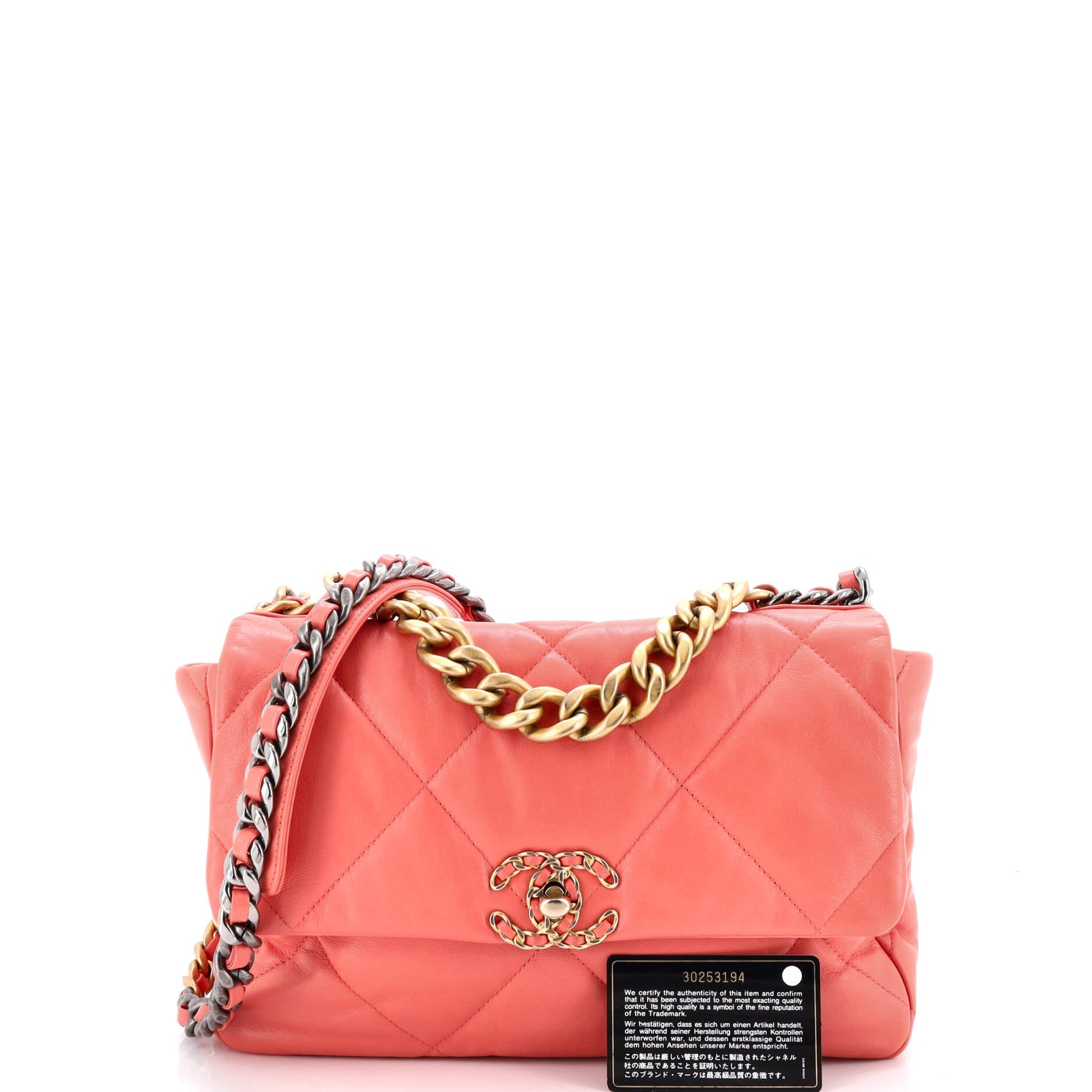 19 Flap Bag Quilted Leather Large