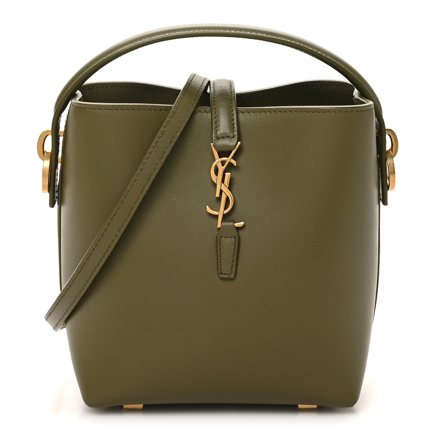 Shiny Calfskin Le 37 Mini Bucket Bag Strong Moss