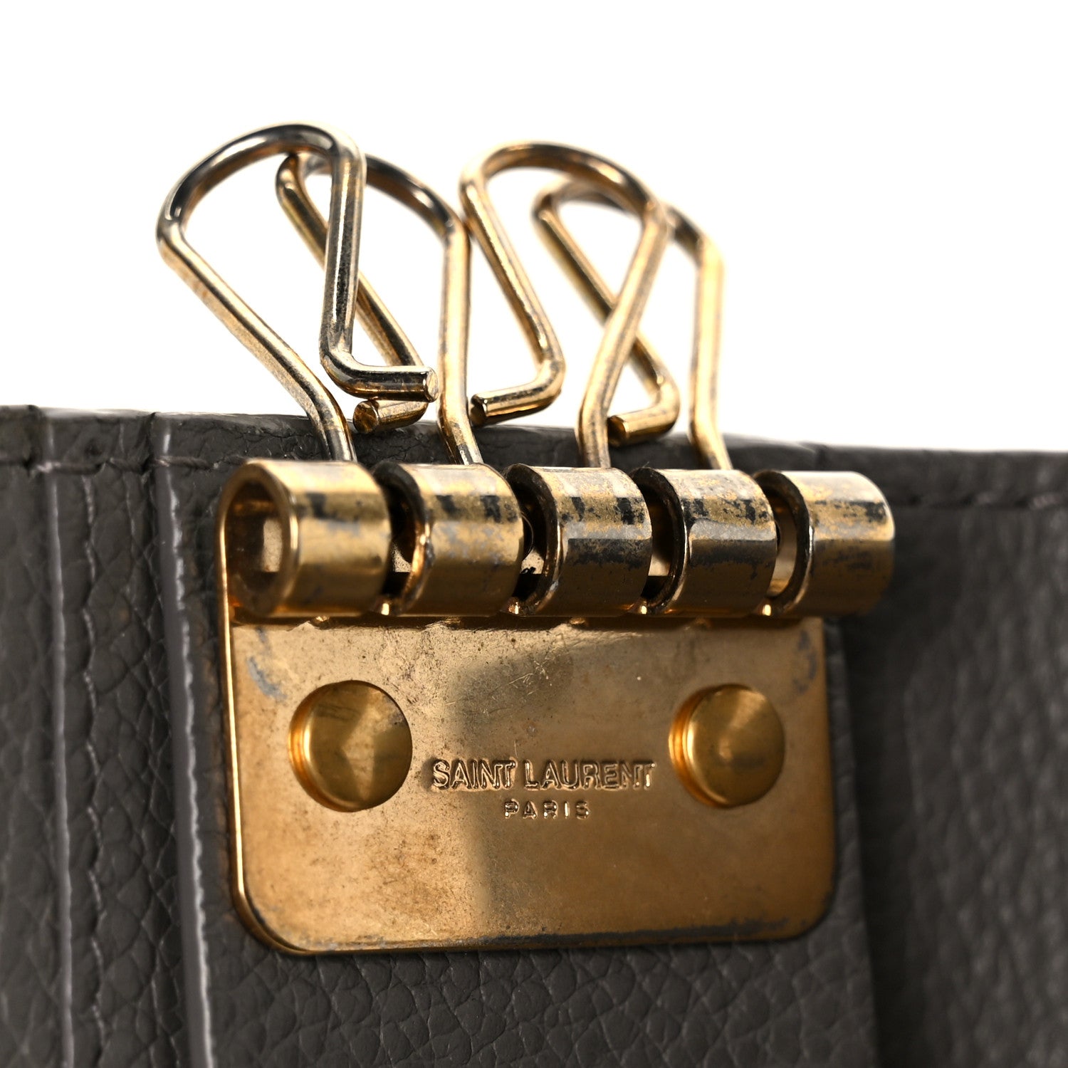 Grained Calfskin Monogram Key Case Grey