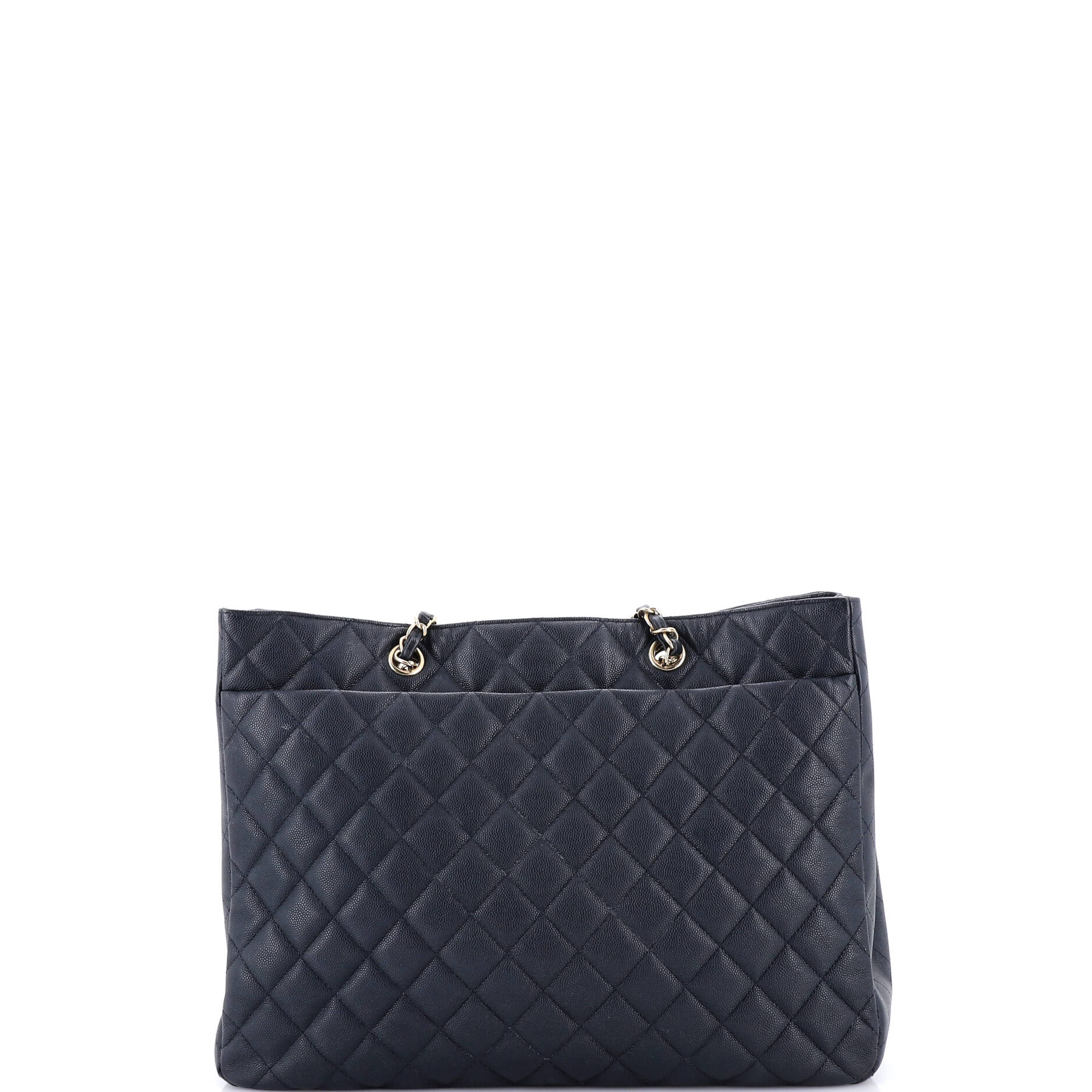 Classic CC Shopping Tote Quilted Caviar Large