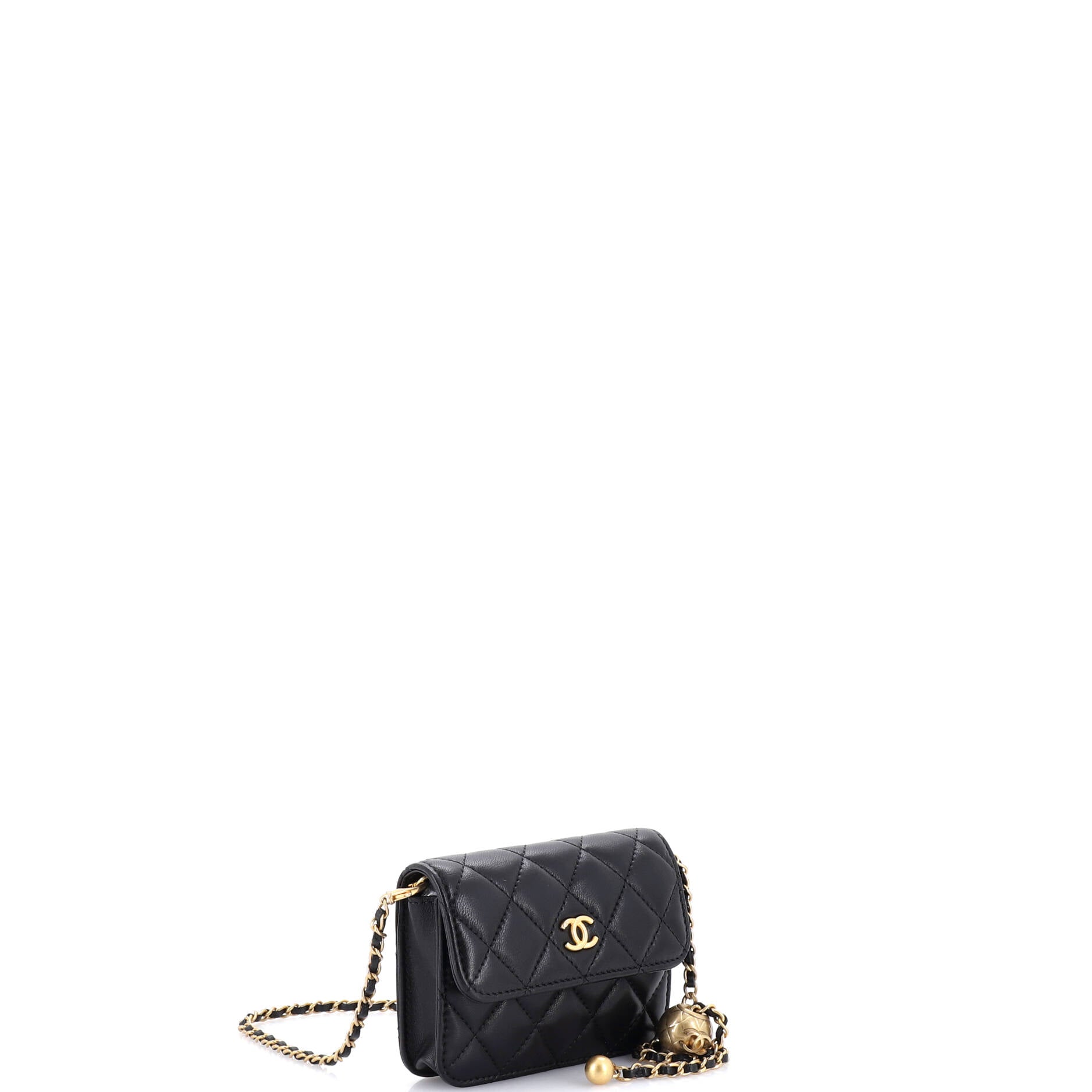 Pearl Crush Flap Clutch with Chain Quilted Lambskin Mini