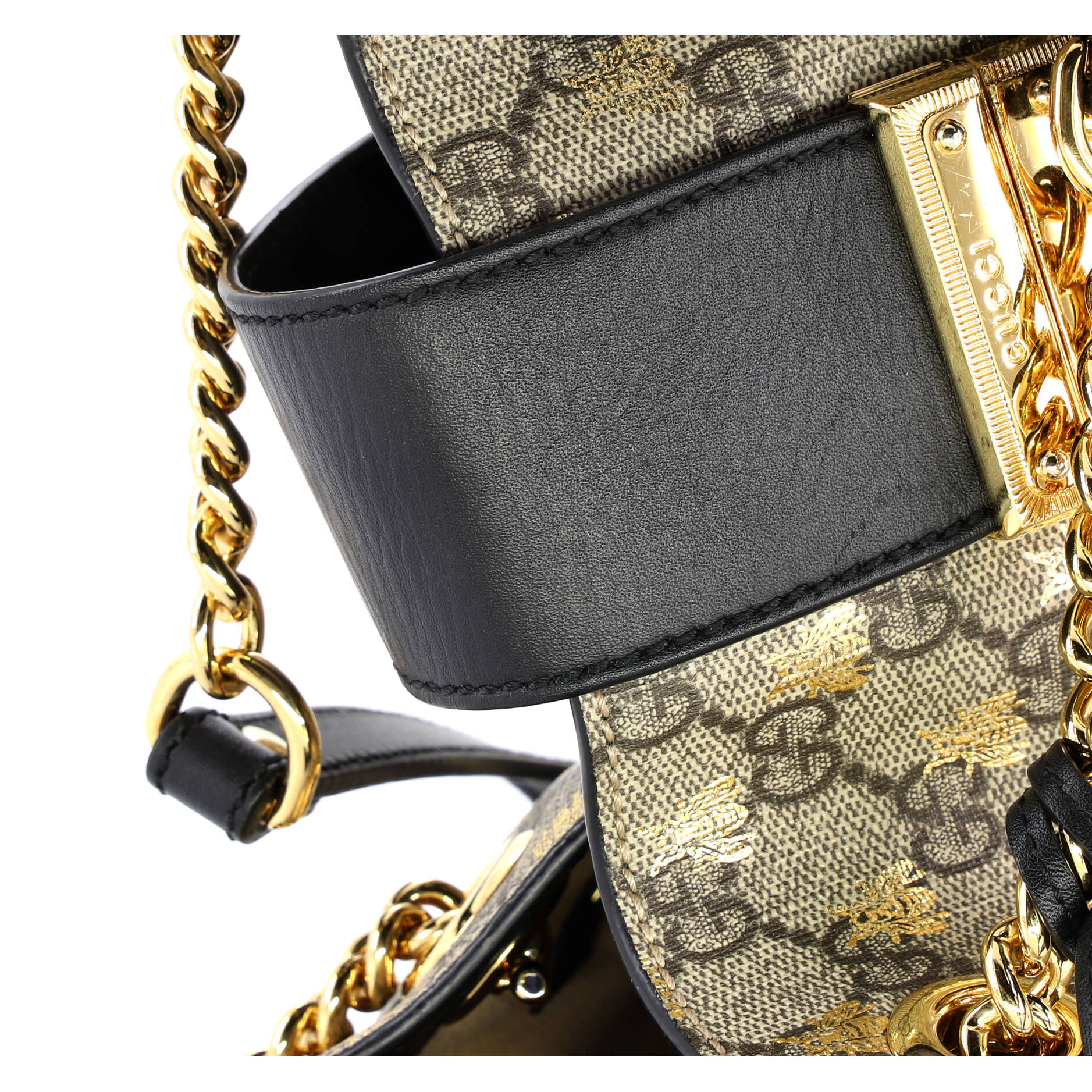 Padlock Chain Tote Printed GG Coated Canvas with Leather Medium