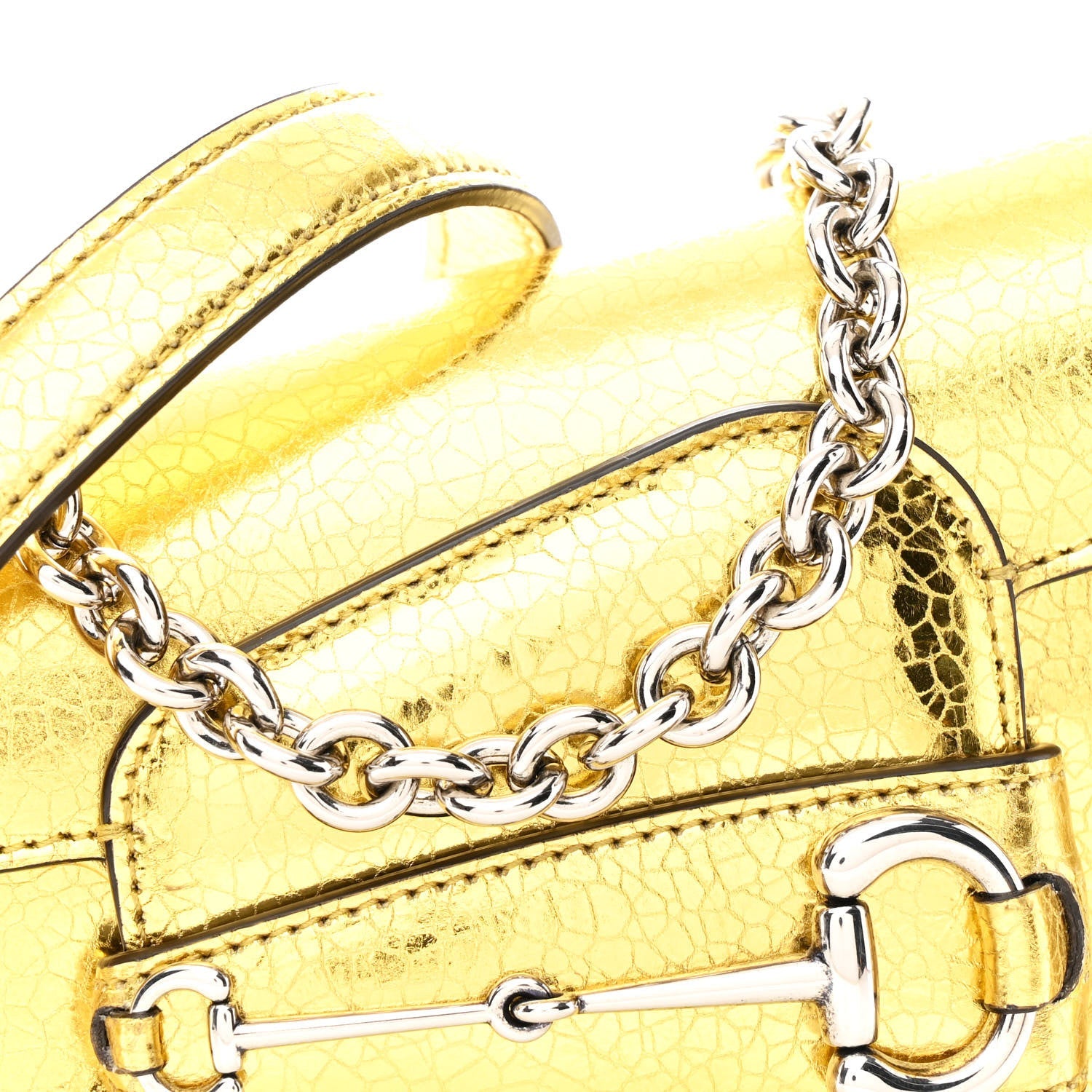 Metallic Calfskin Mini Horsebit 1955 Asymmetric Shoulder Bag Gold