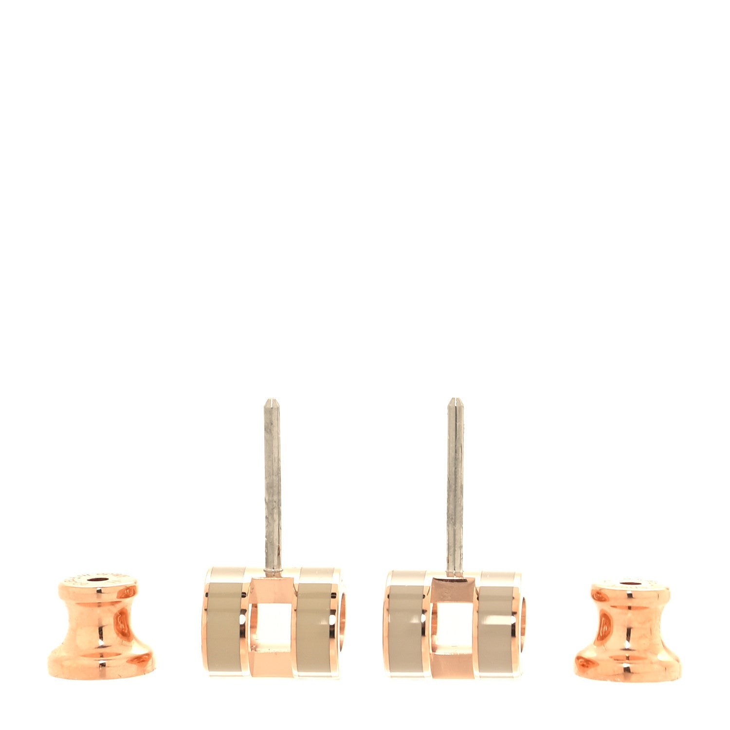 Rose Gold Lacquered Mini Pop H Earrings  Marron Glace