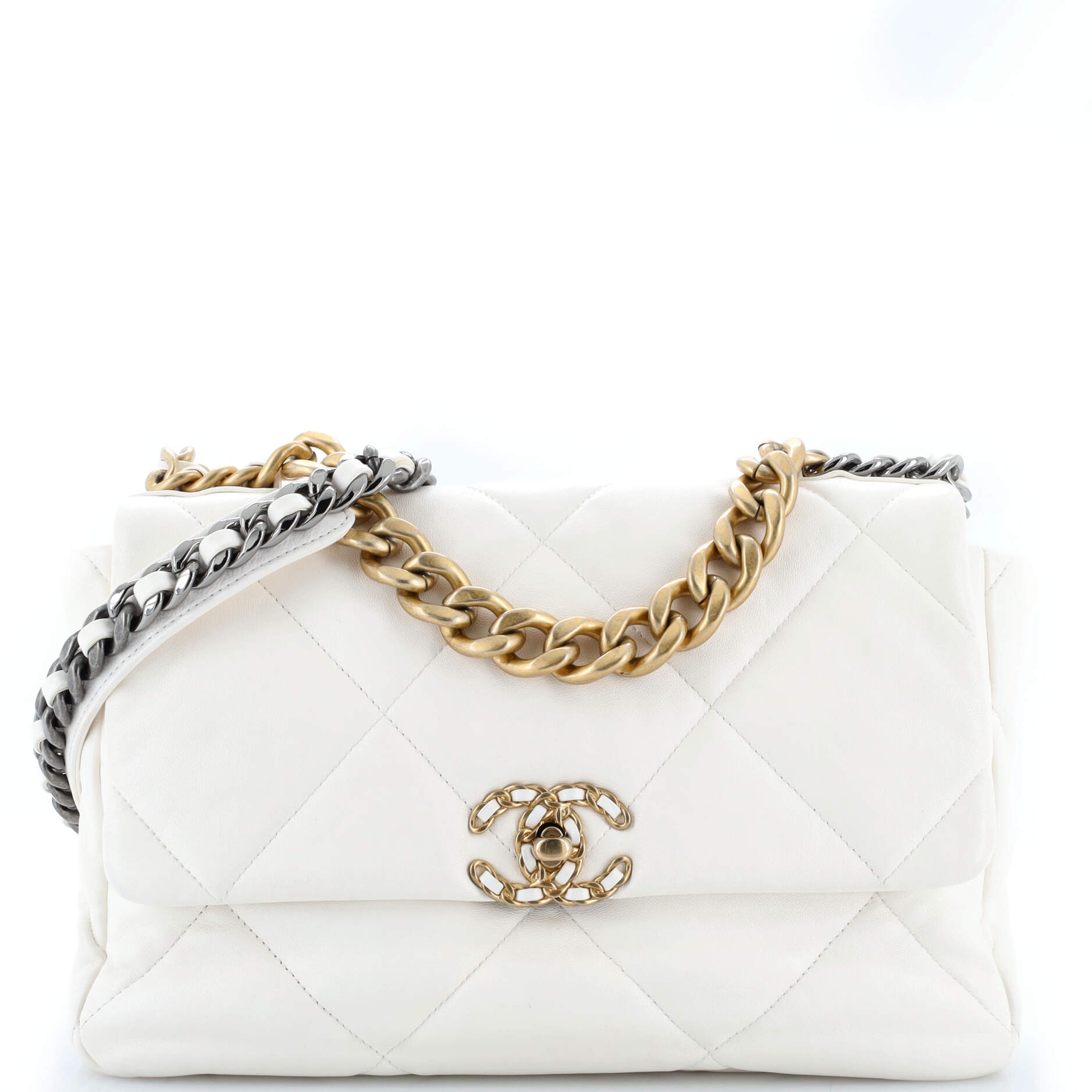 19 Flap Bag Quilted Leather Large