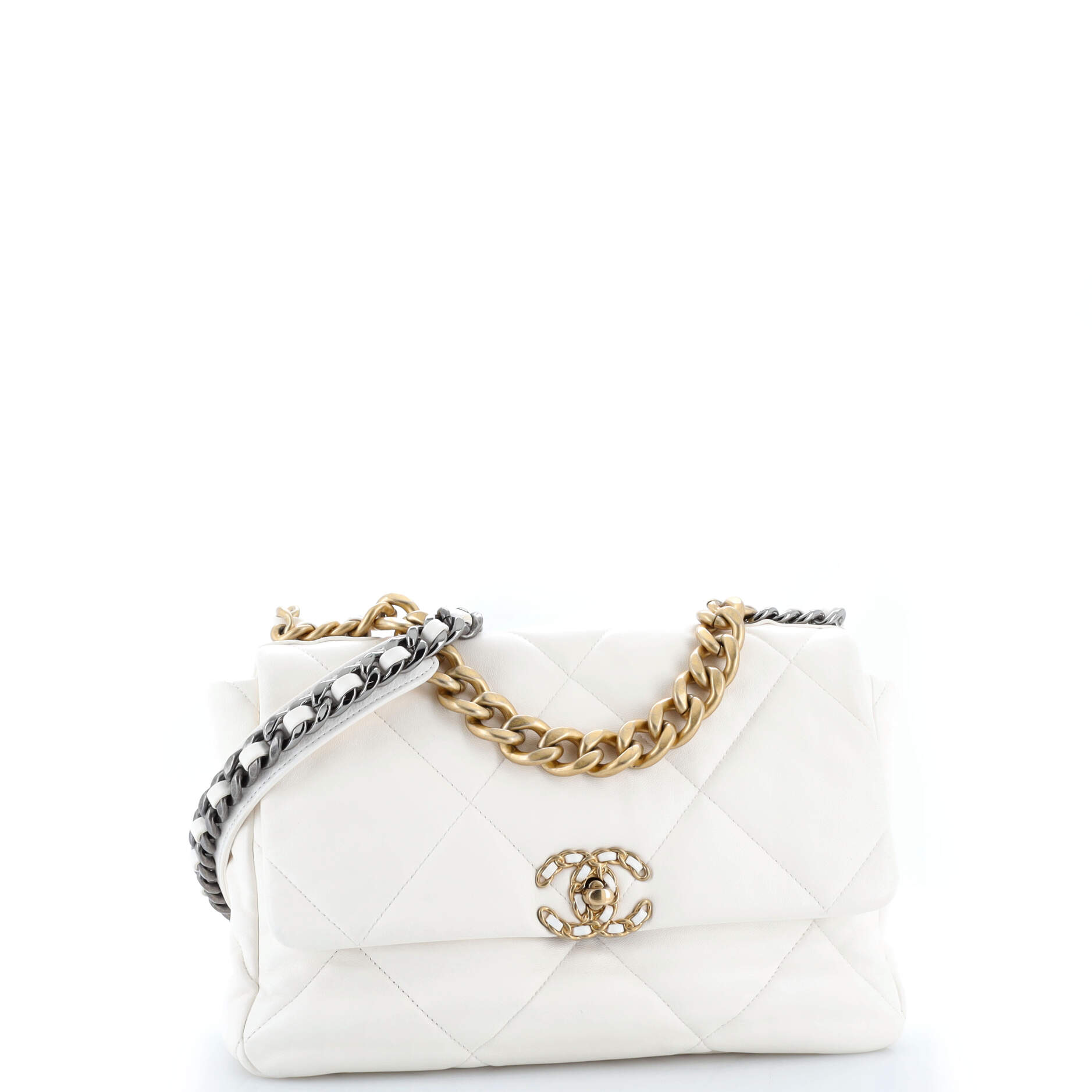 19 Flap Bag Quilted Leather Large