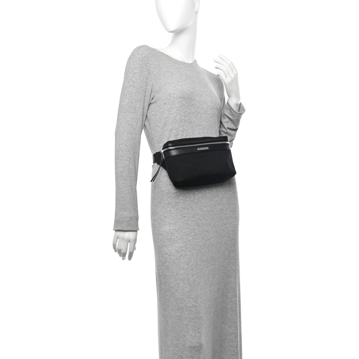 Canvas Calfskin City Belt Bag Black