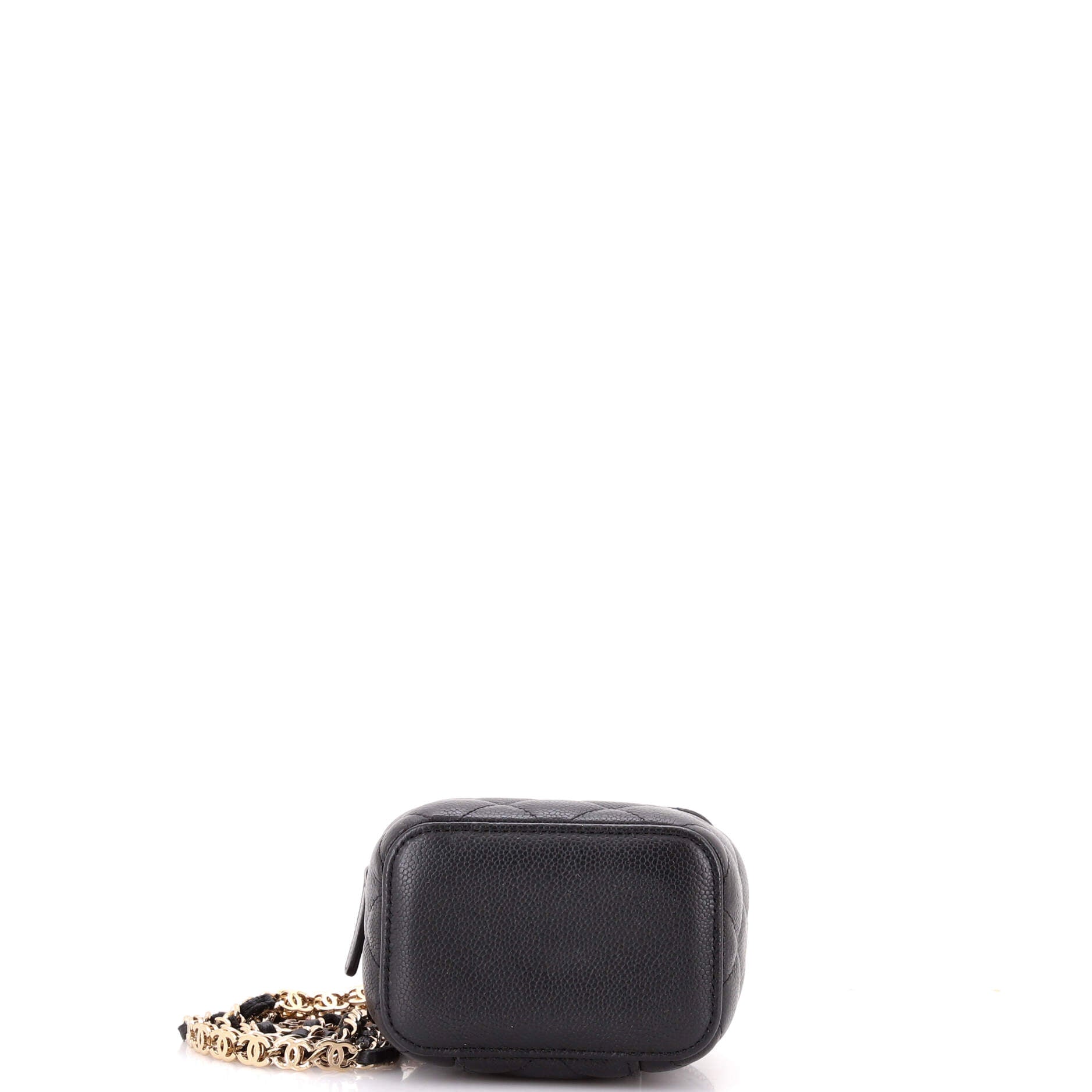 Tiny CC Link Vanity Case with Chain Quilted Caviar Mini