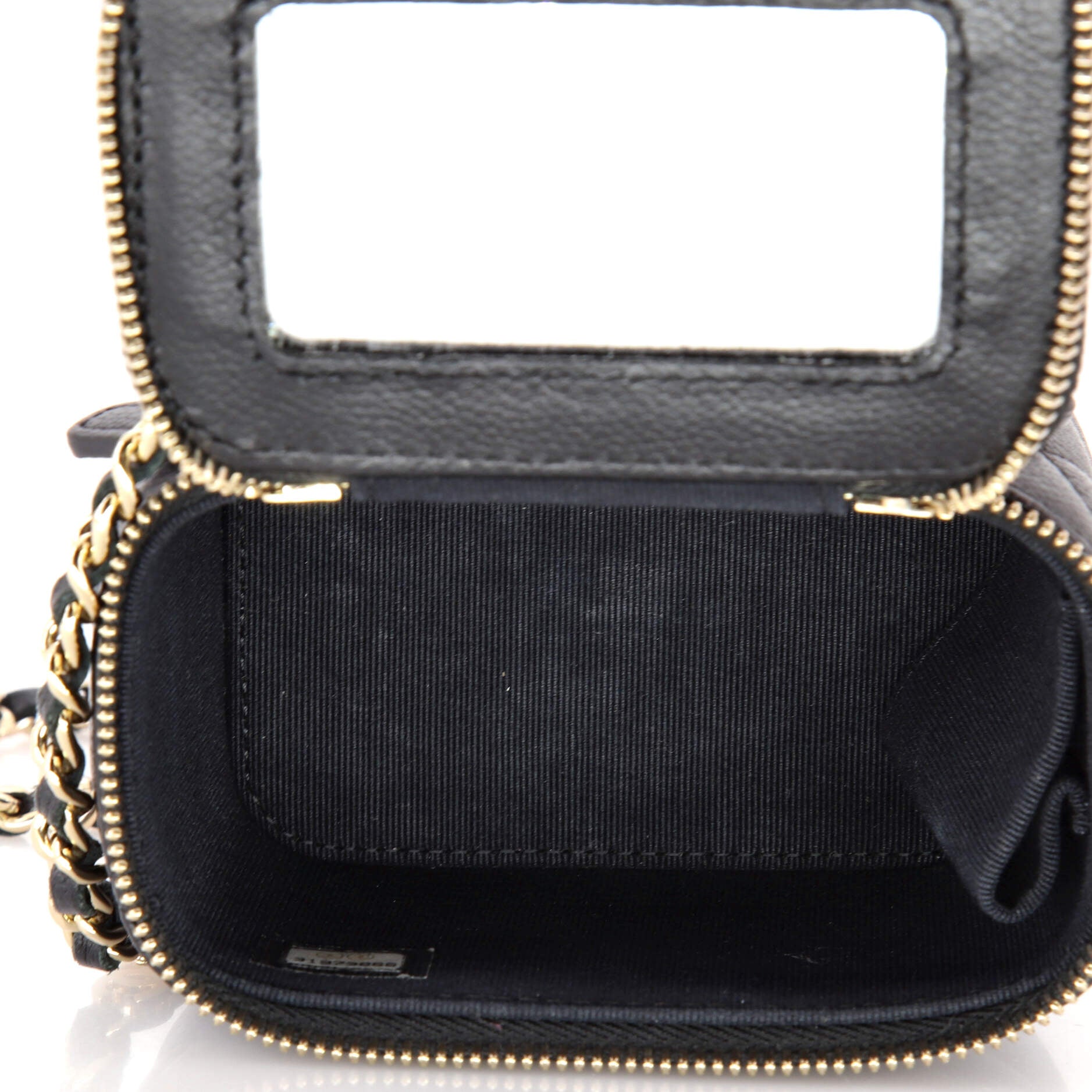 Tiny CC Link Vanity Case with Chain Quilted Caviar Mini