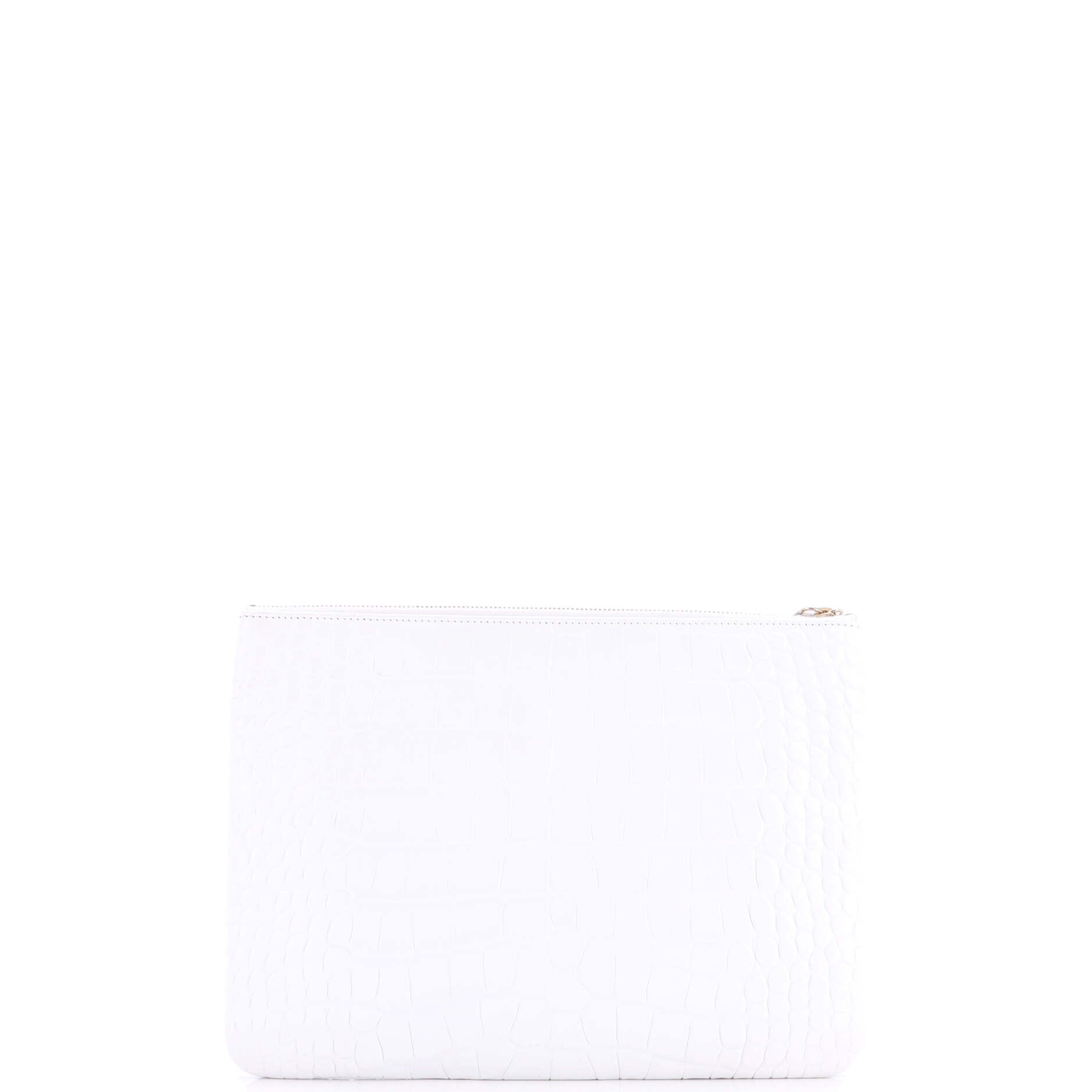 Signature O Case Pouch Printed Crocodile Embossed Calfskin Medium