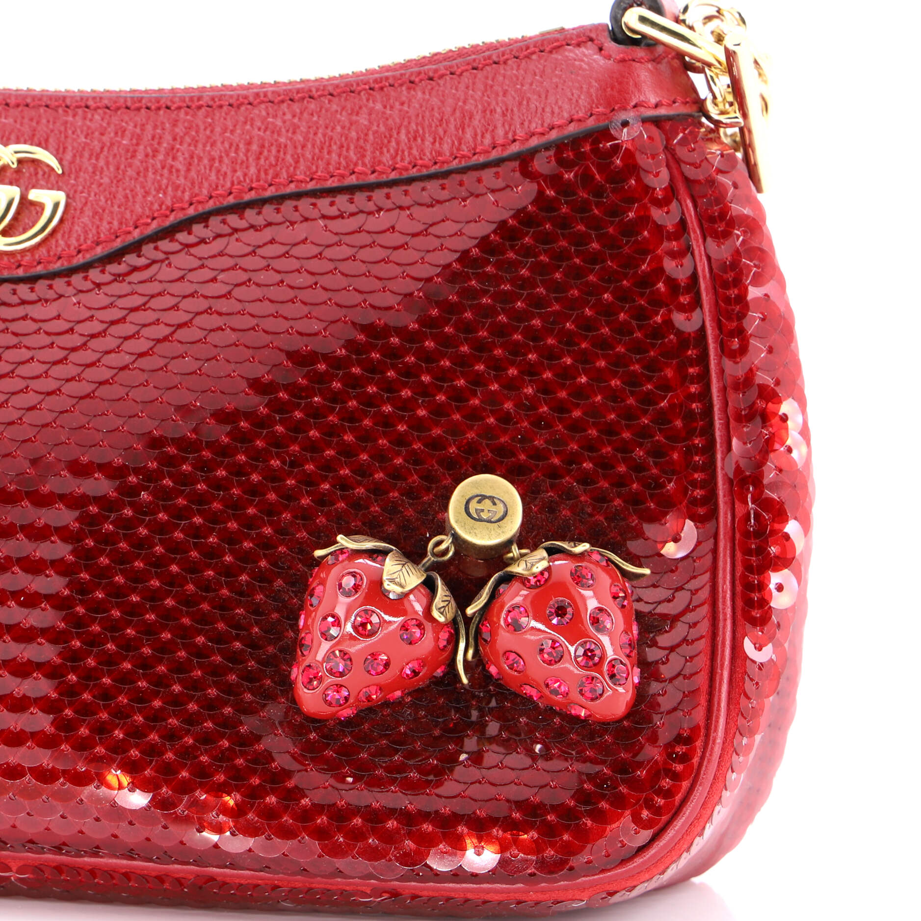 Strawberry Ophidia Shoulder Bag Sequins Small