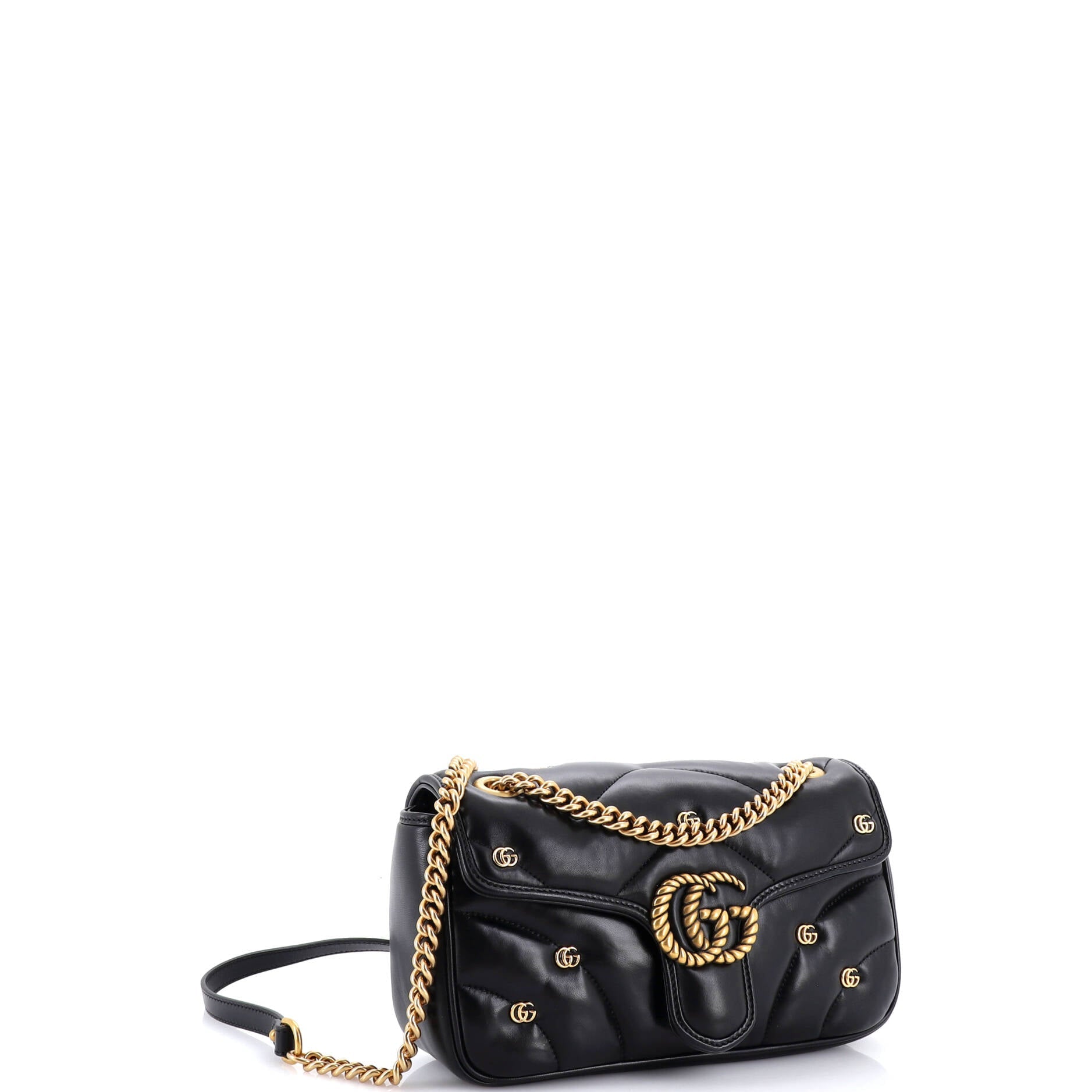 GG Marmont Flap Bag Studded Matelasse Leather Small