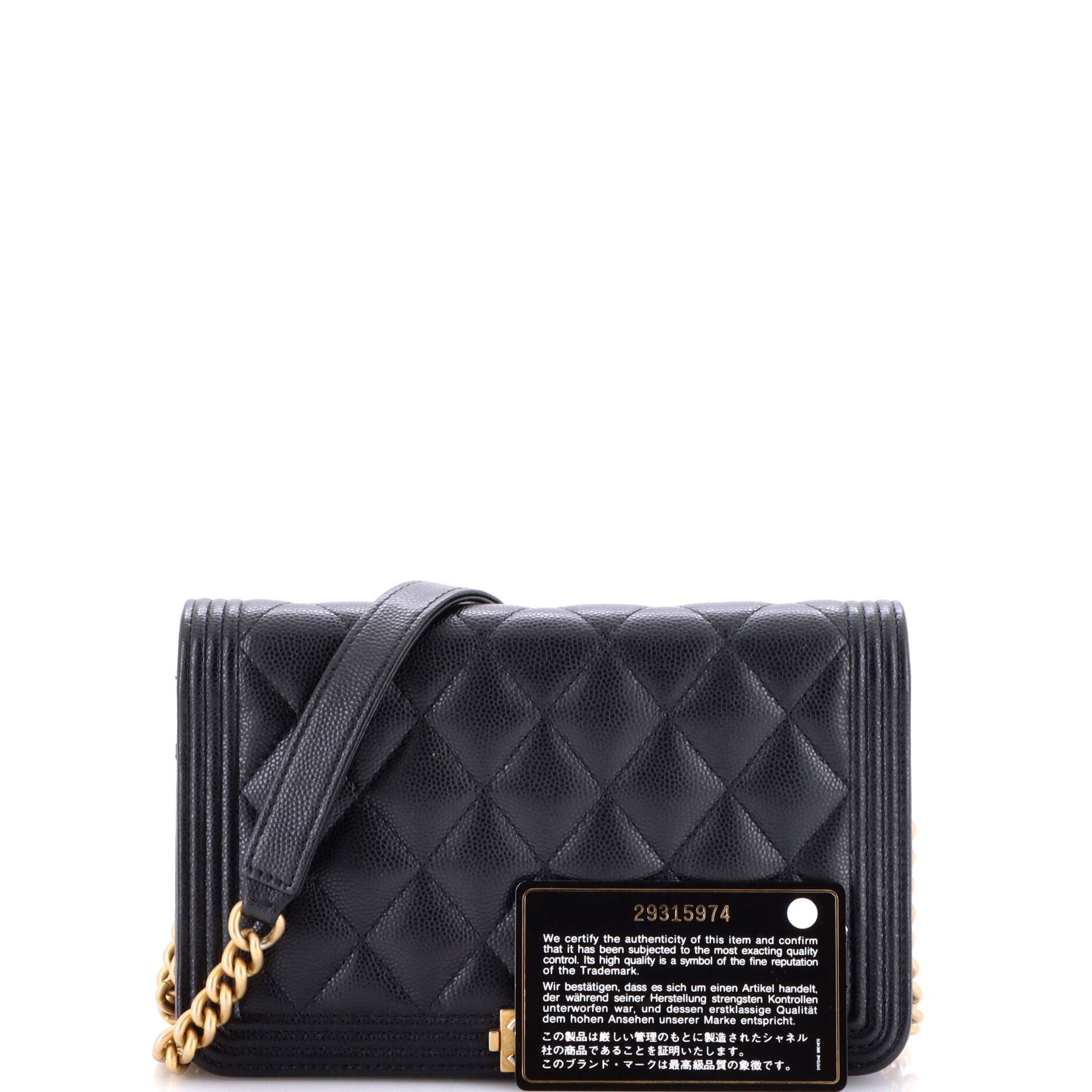 Boy Wallet on Chain Quilted Caviar