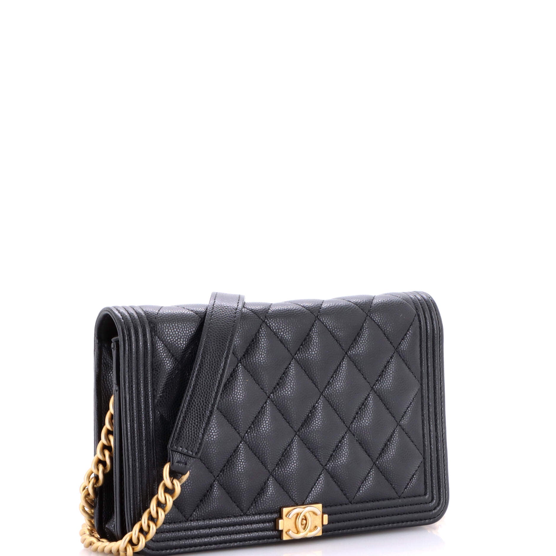 Boy Wallet on Chain Quilted Caviar