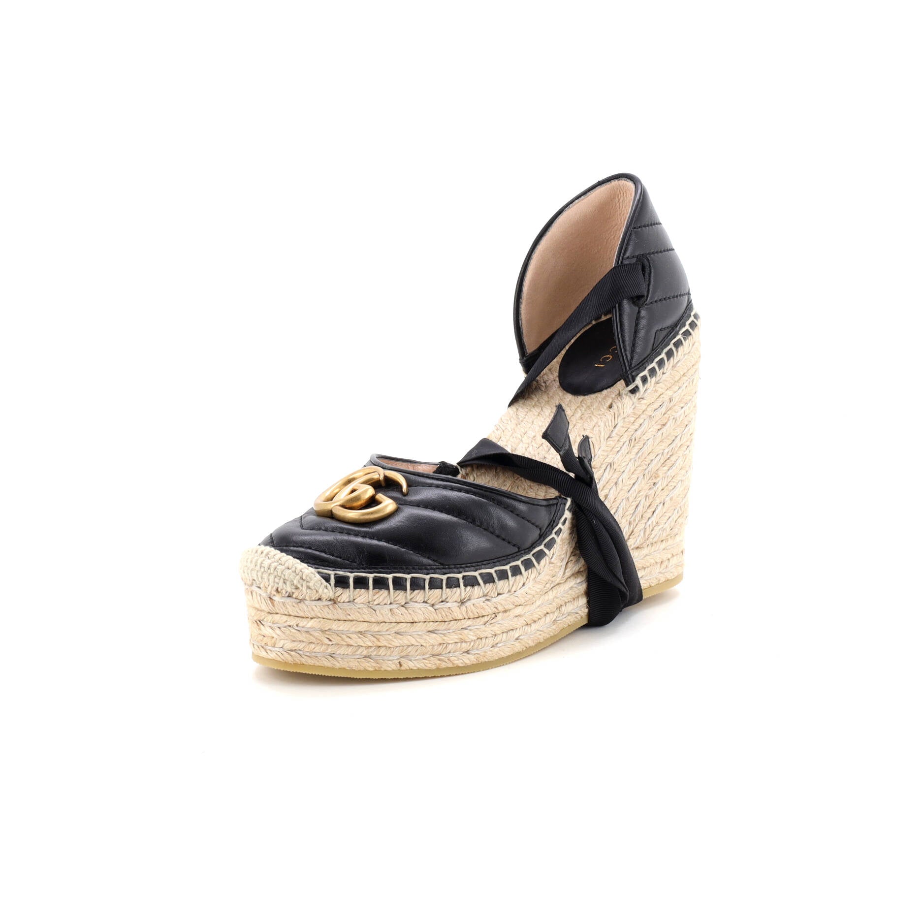 Women's GG Marmont Wedge Espadrilles Matelasse Leather