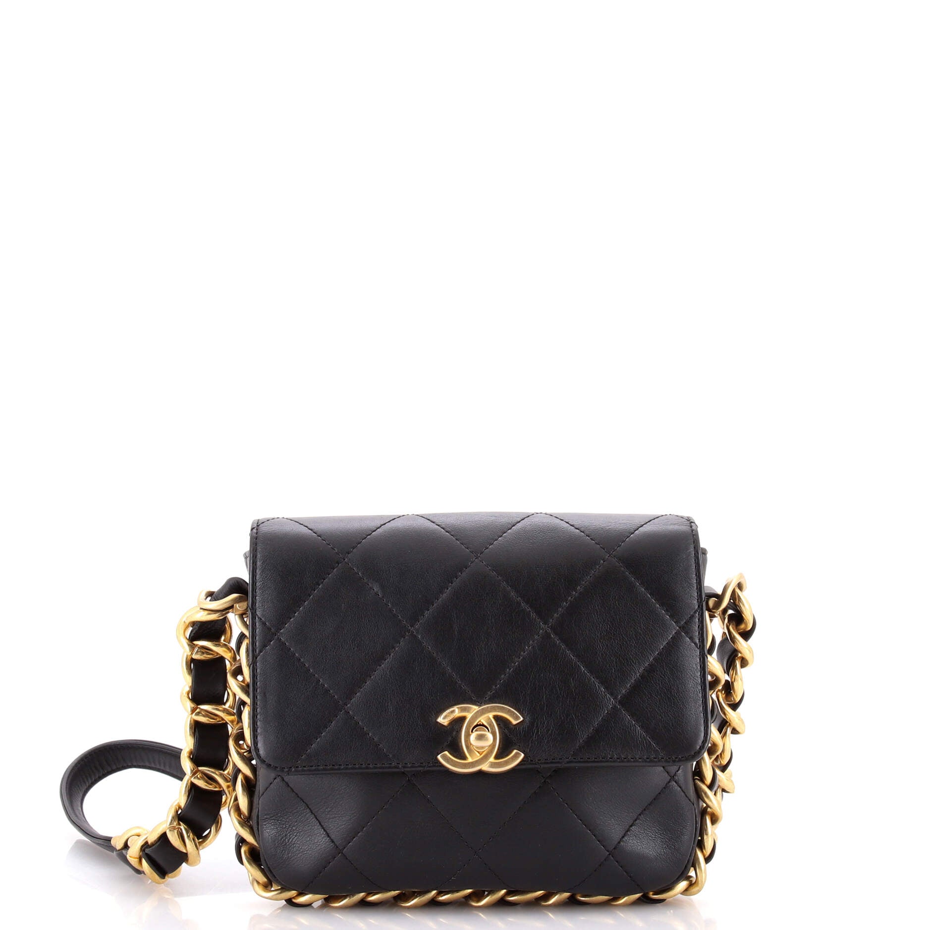 Framing Chain Flap Bag Quilted Calfskin Small
