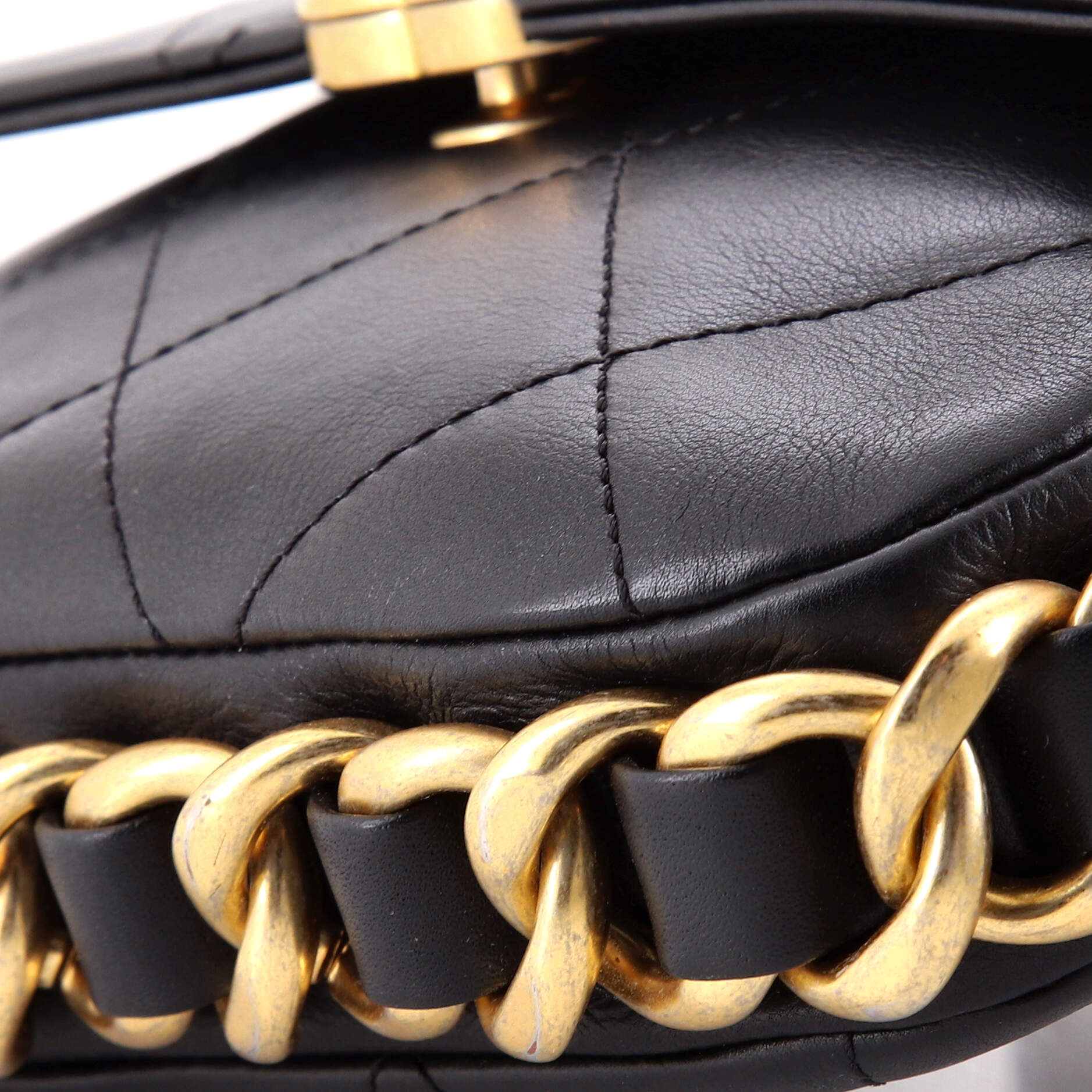 Framing Chain Flap Bag Quilted Calfskin Small