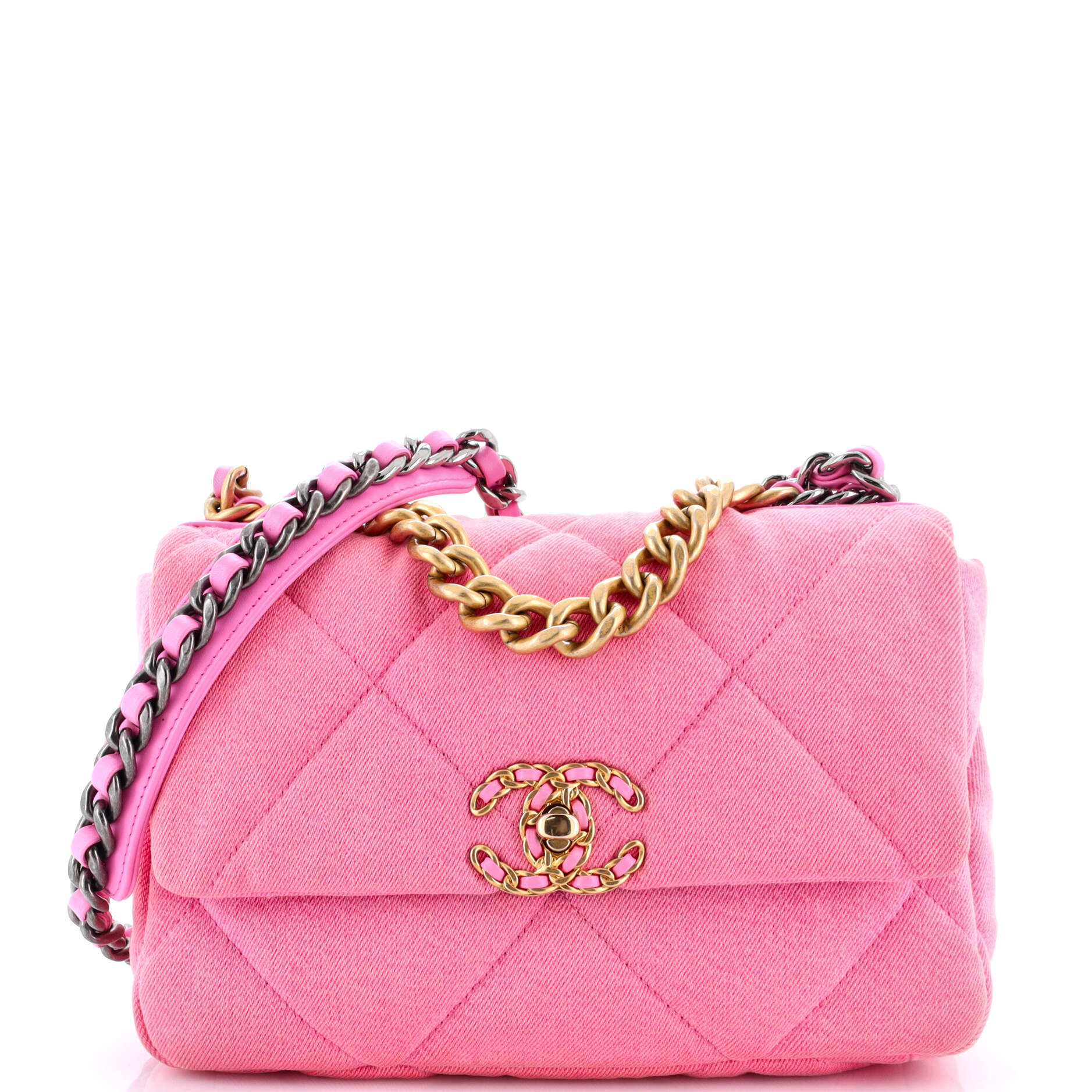 19 Flap Bag Quilted Denim Medium