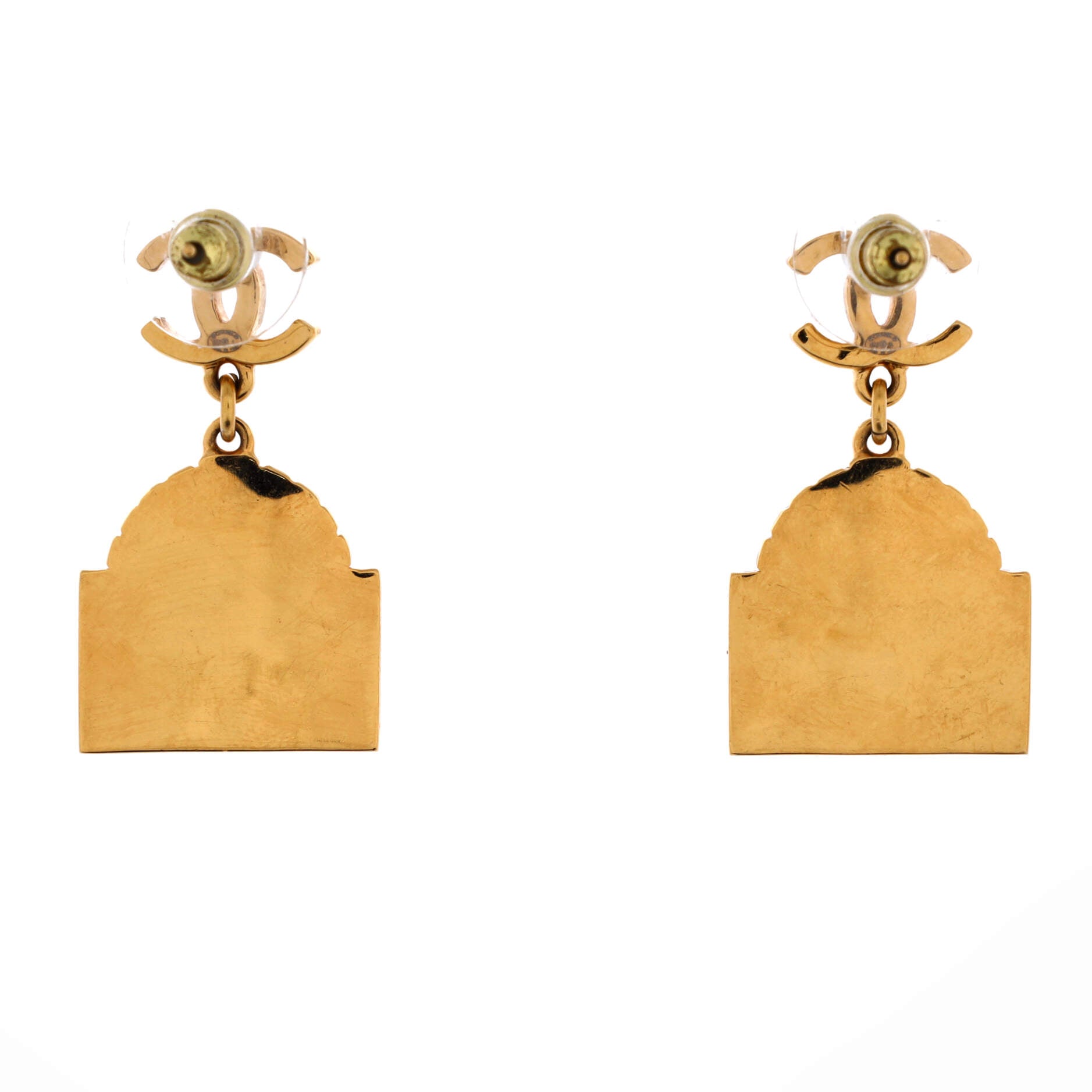 CC Rue Cambon Tag Drop Earrings Metal