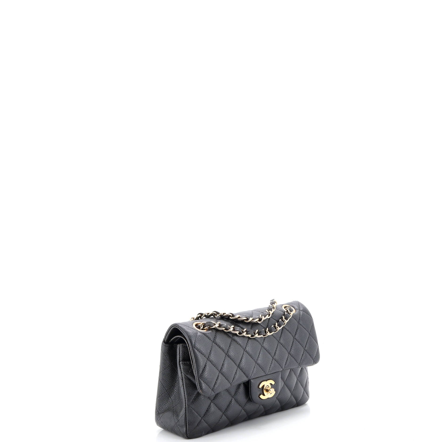 Classic Double Flap Bag Quilted Caviar Small